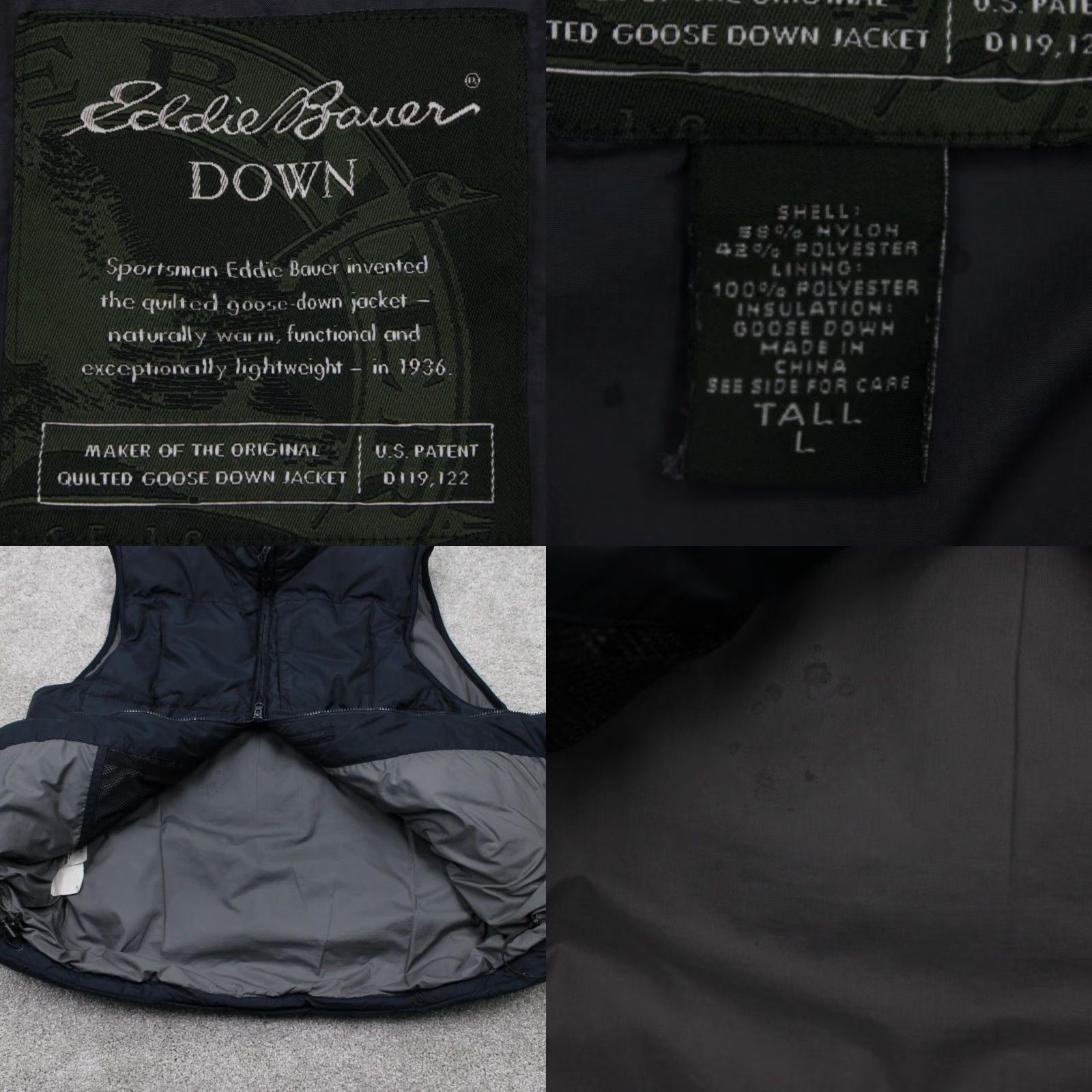 Eddie Bauer Eddie Bauer Goose Down Vest Mens Large Tall Blue Full Zip Sleeveless Jacket - 90s Classic Outdoor Puffer Jacket Mens Size LT Big & Tall Size US L / EU 52-54 / 3 - 9 Thumbnail