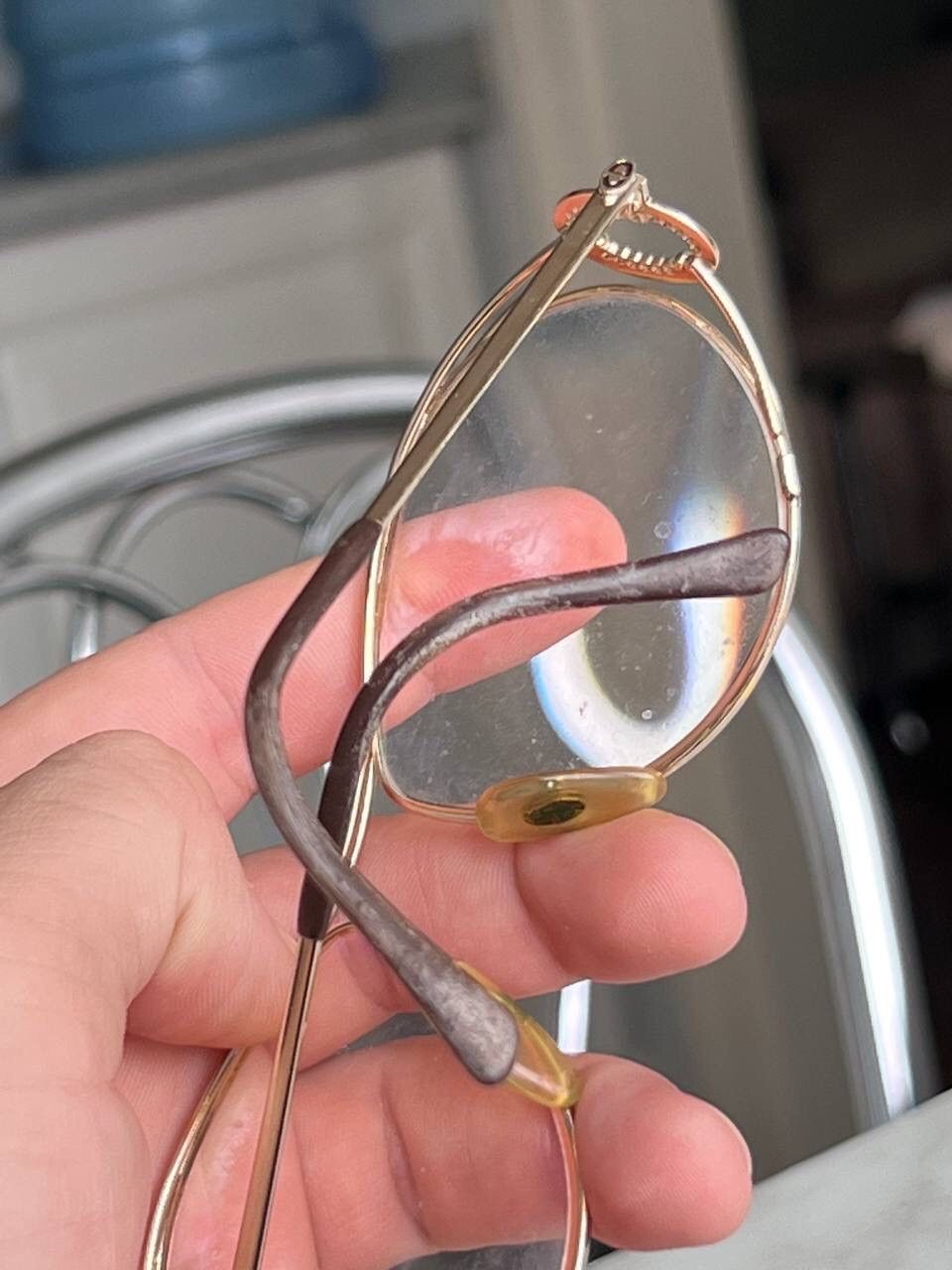 Dior Vintage Christian Dior '80s Eyeglasses Hook Frame Gold Metal Size ONE SIZE - 8 Thumbnail