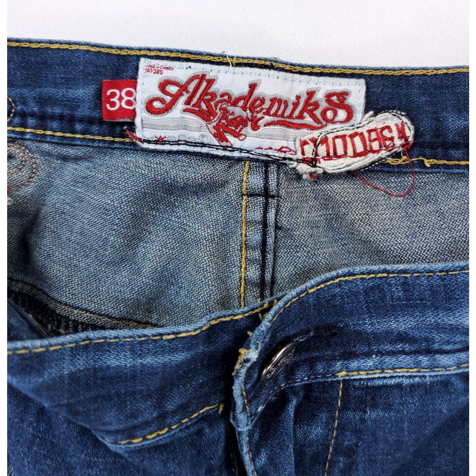 Akademiks AKADEMIKS Jeans Blue Embroidered Wide Leg Baggy Skater Mens 38 x 31.5 Blue Embroidered Wide Leg Skater Baggy Mens 38 x 31.5 Size US 38 / EU 54 - 4 Thumbnail