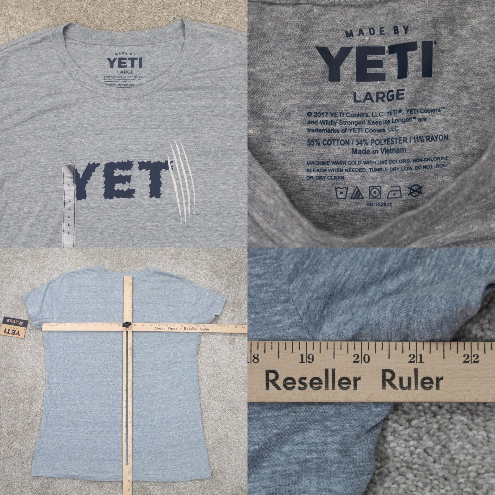 Yeti Yeti Shirt Womens Large Gray Stripe Cotton/Poly/Rayon S/S Pullover NWT Size L / US 10 / IT 46 - 8 Thumbnail