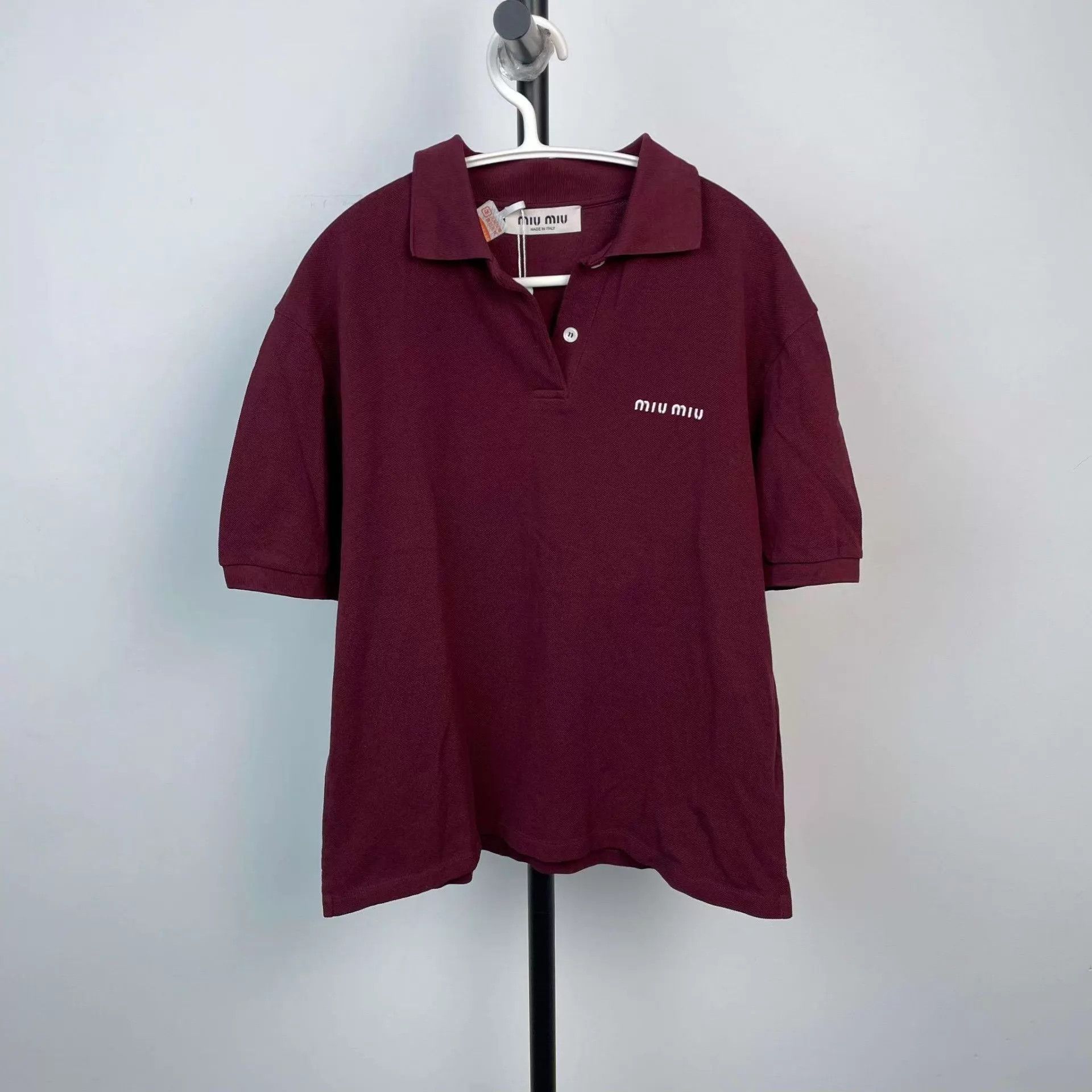Miu Miu MIU MIU knit short sleeve women's S burgundy 97 New Size S / US 4 / IT 40 - 1 Thumbnail