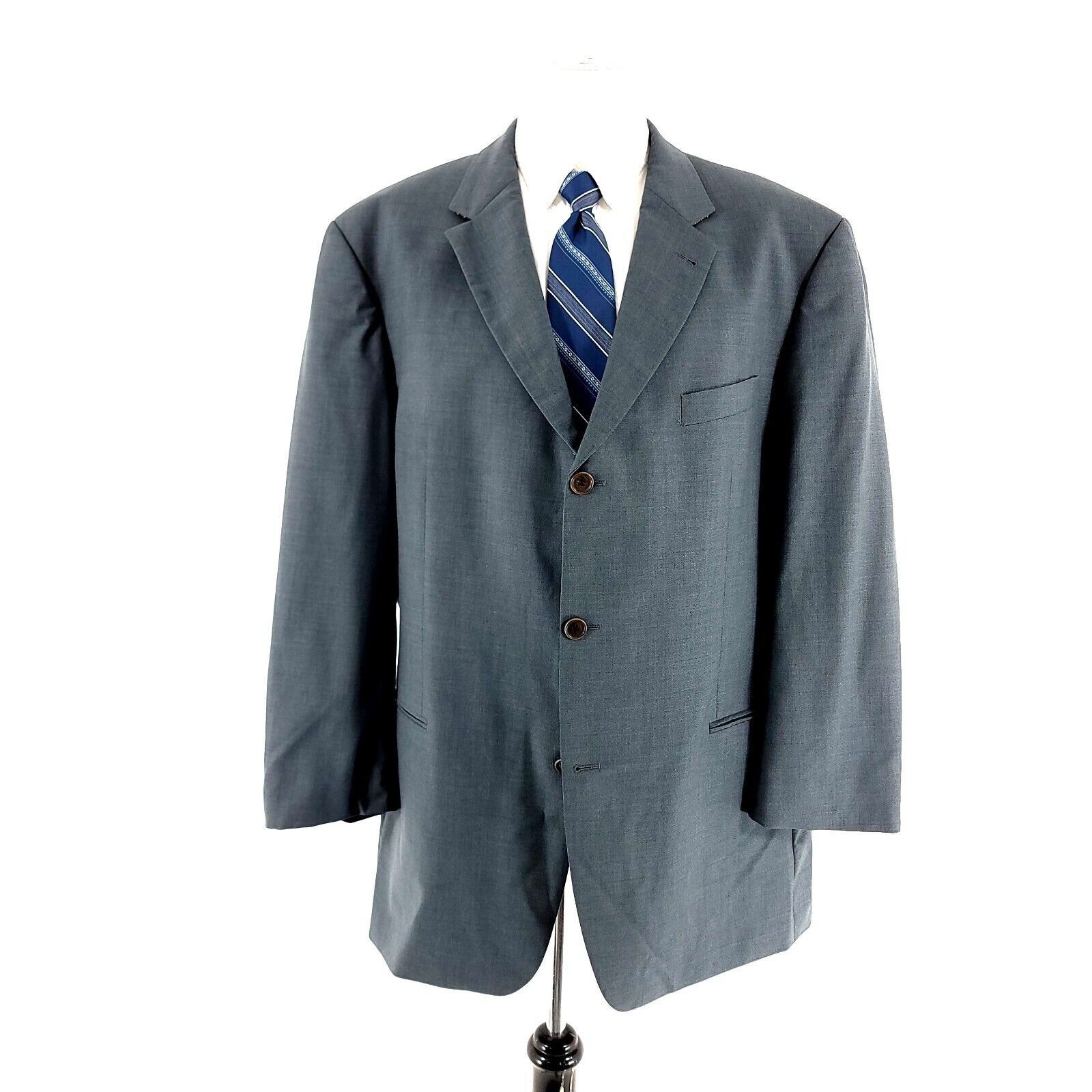 Hugo Boss Hugo Boss Einstein Wool 3 Button Blazer 48L Gray Blue Basket Size 48L - 3 Thumbnail