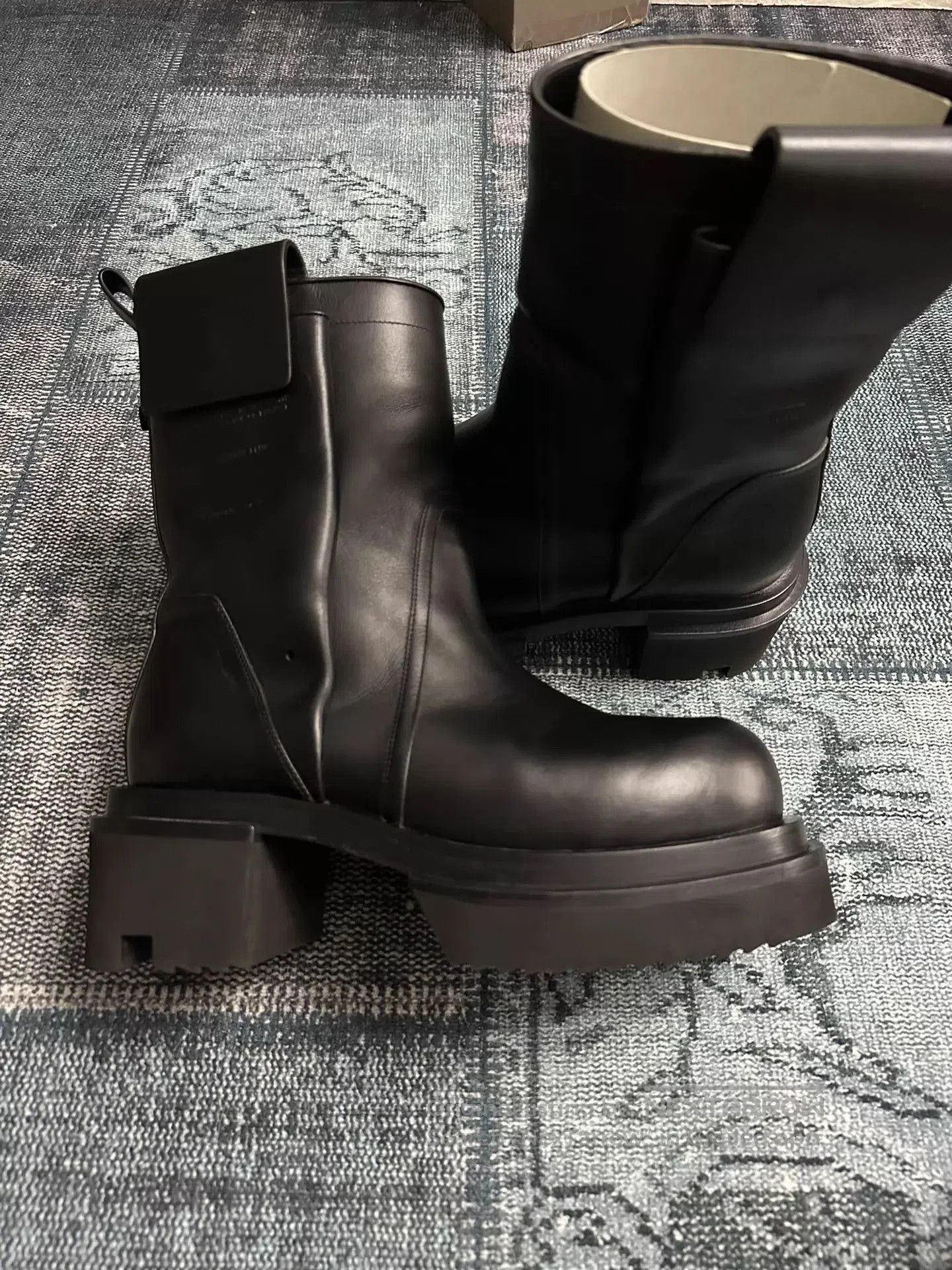 Rick Owens Black Leather Boots with Chunky Platform Sole Size 9. Size US 9 / EU 42 - 4 Thumbnail