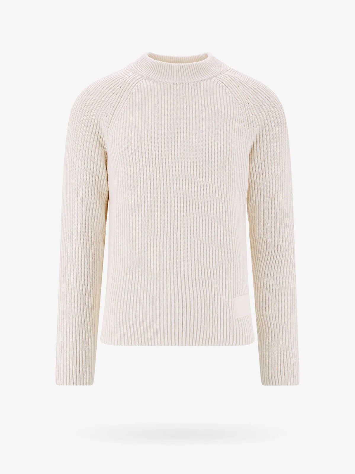 image of Ami Mens Oversized Ribbed Knit Sweater In Cream in White (Size XL)