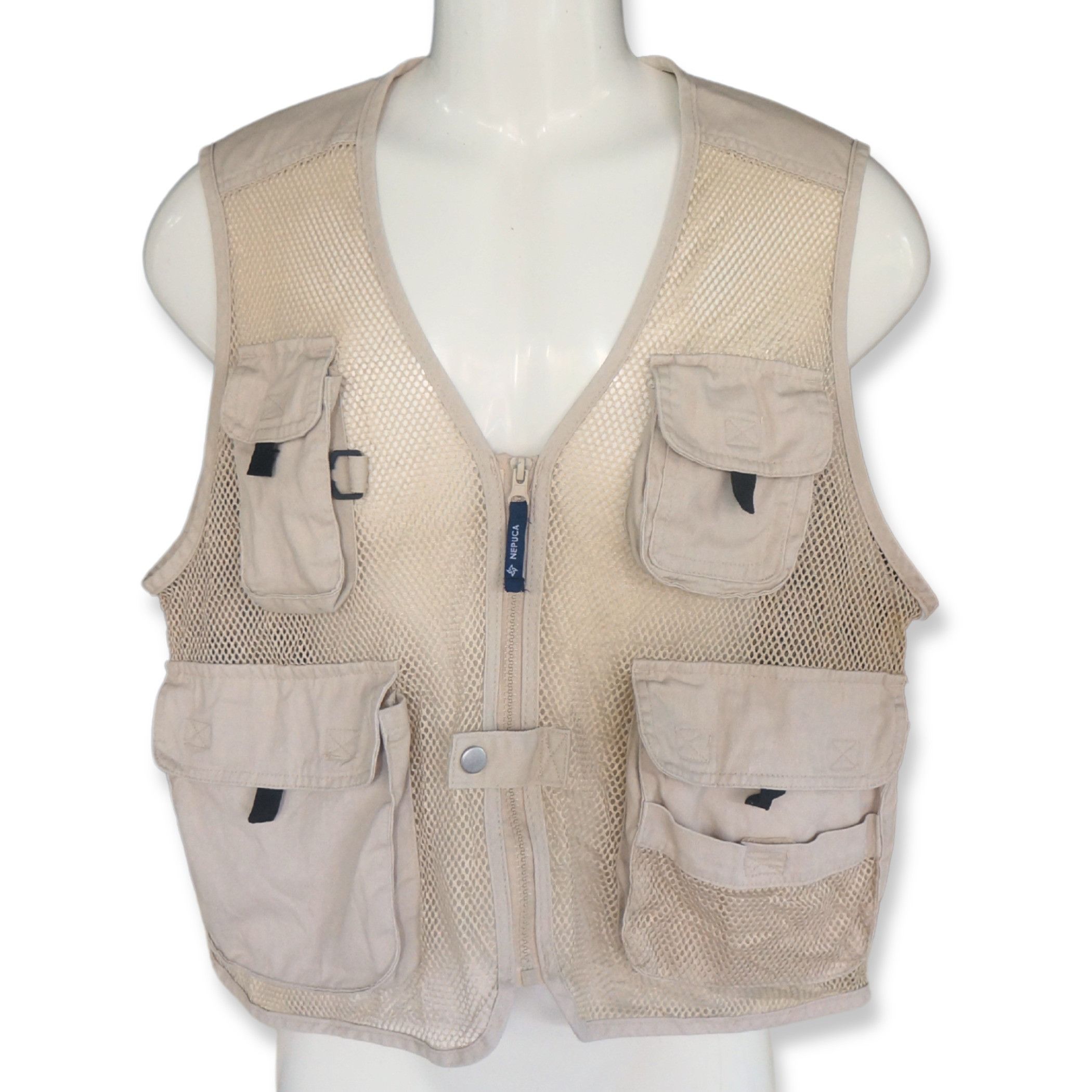 Japanese Brand Nepuca Multi-Pockets Beige Mesh Vest Size US M / EU 48-50 / 2 - 13 Thumbnail