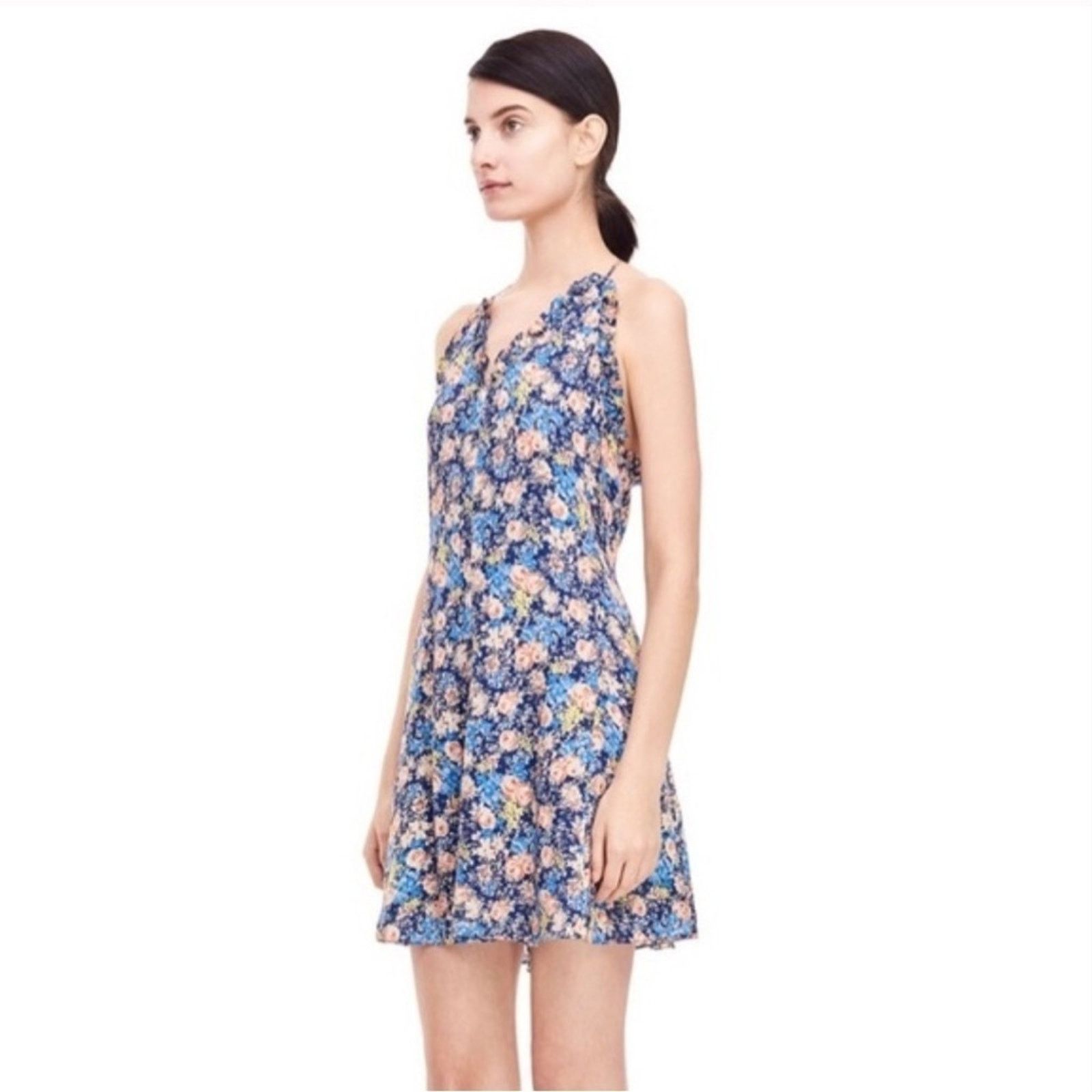 Rebecca Taylor Rebecca Taylor Blue Gigi Fleur Silk Romper 10 Size 32" / US 10 / IT 46 - 1 Thumbnail