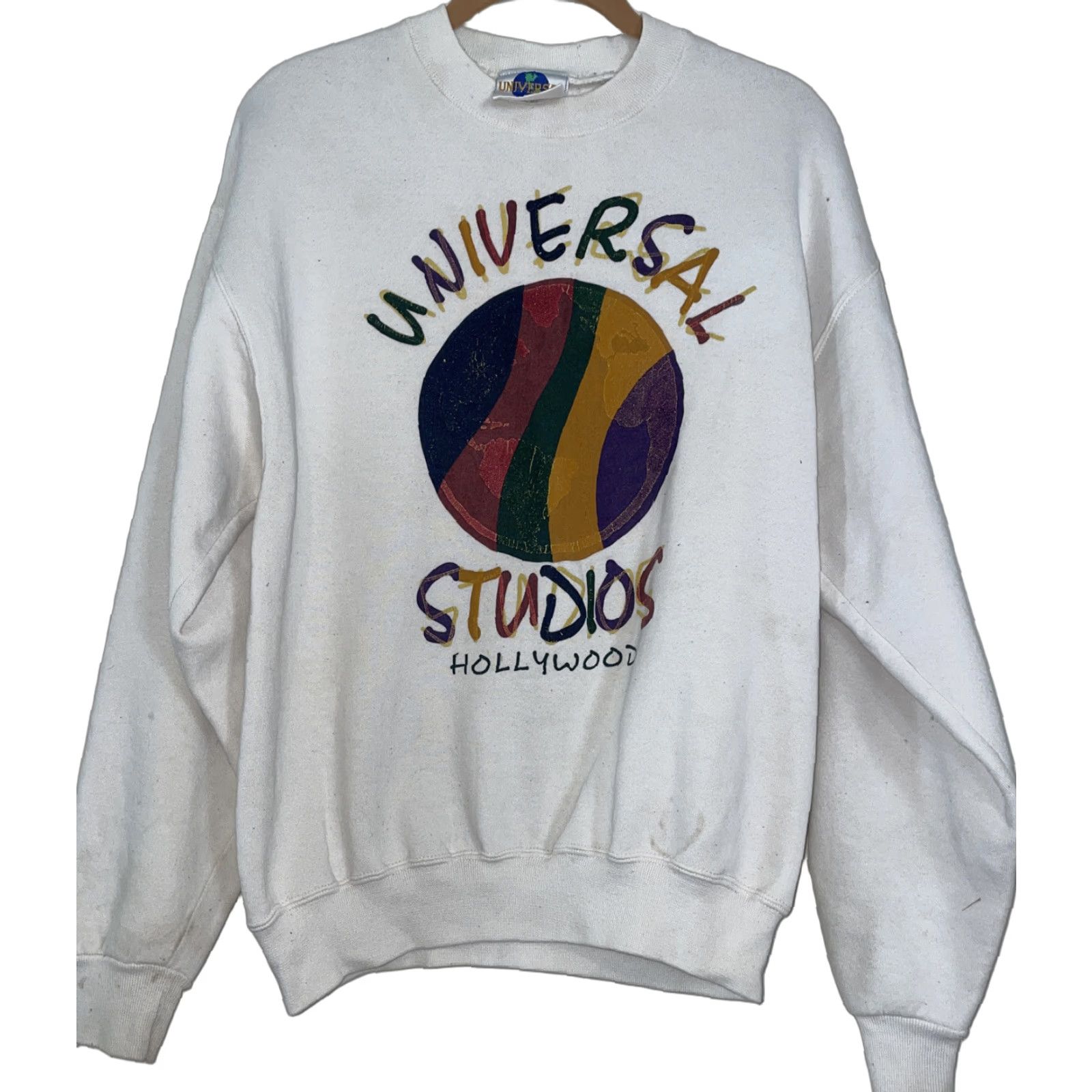 Globe VINTAGE Universal Studios Hollywood Crewneck World Globe 90s Theme Park Unisex M White Cotton Short Sleeve Logo Men Size US M / EU 48-50 / 2 - 1 Thumbnail