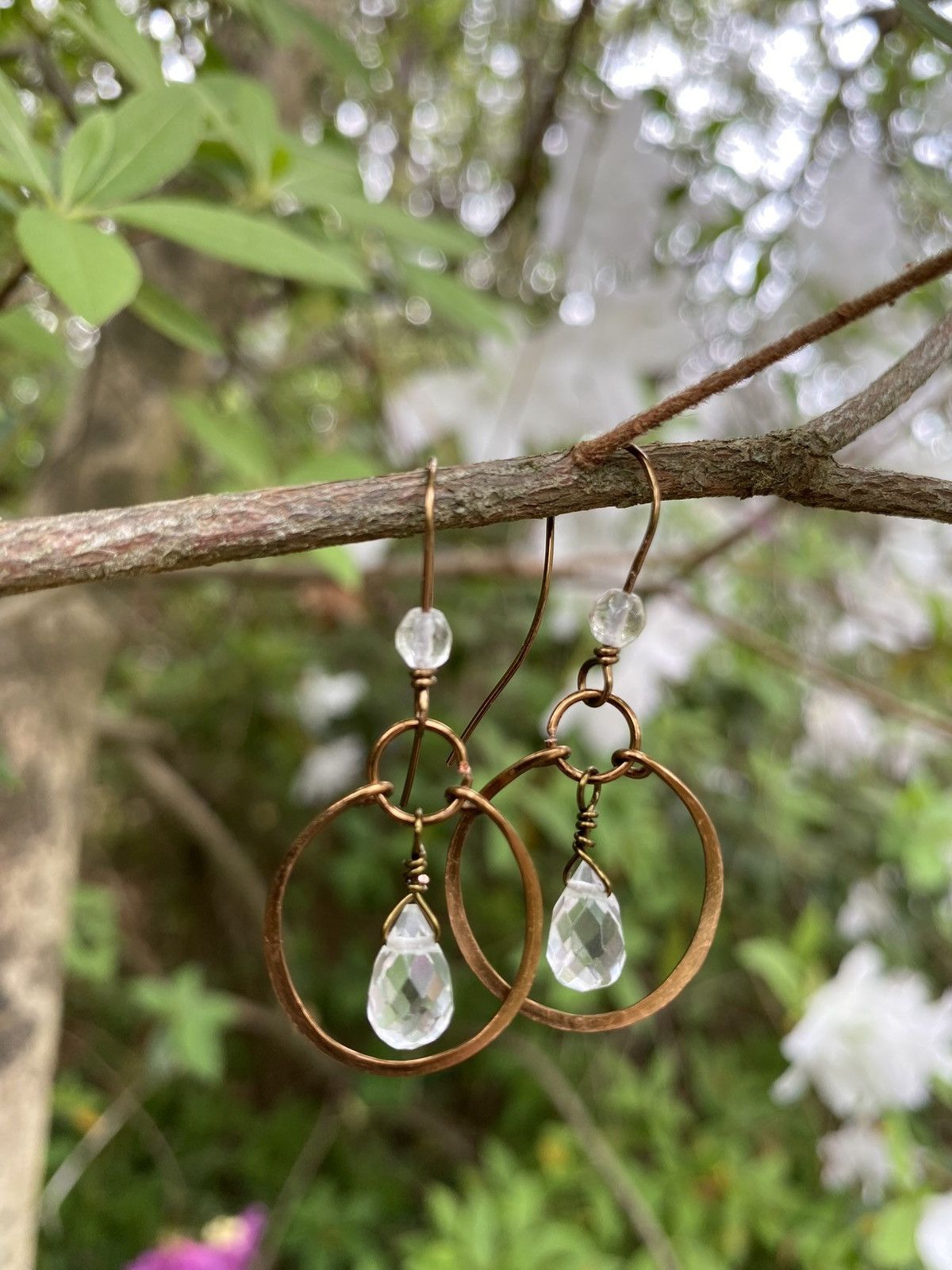 Handmade Clear Quartz Hoop Earrings Size ONE SIZE - 3 Thumbnail