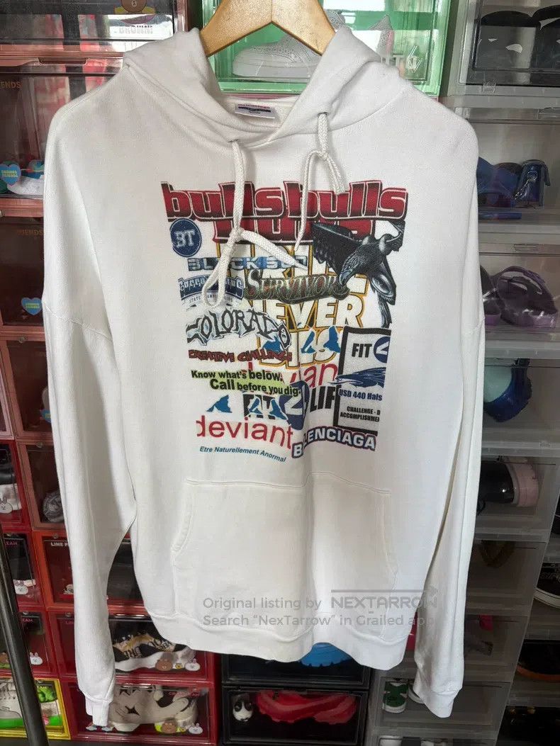 Balenciaga Balenciaga White Hooded Sweatshirt Size US S / EU 44-46 / 1 - 2 Thumbnail