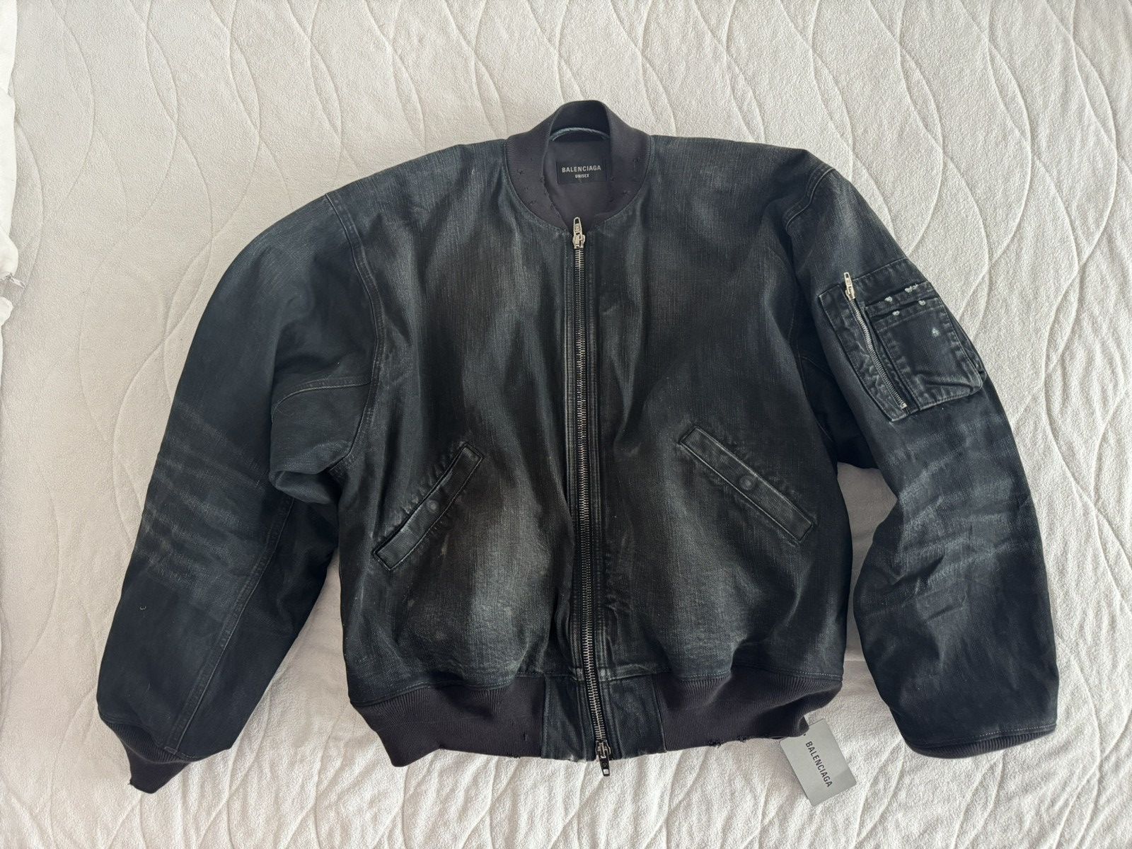 Balenciaga Padded Denim Bomber Jacket M – CROC (Black/Blue)