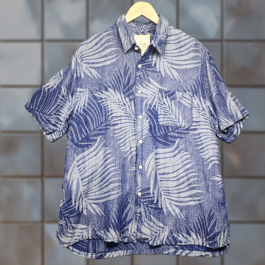 Tasso Elba Tasso Elba Island Shirt XL Men Blue Silk Linen Short Sleeve Button-Up Floral Button-Up Shirt Size US XL / EU 56 / 4 - 1 Thumbnail