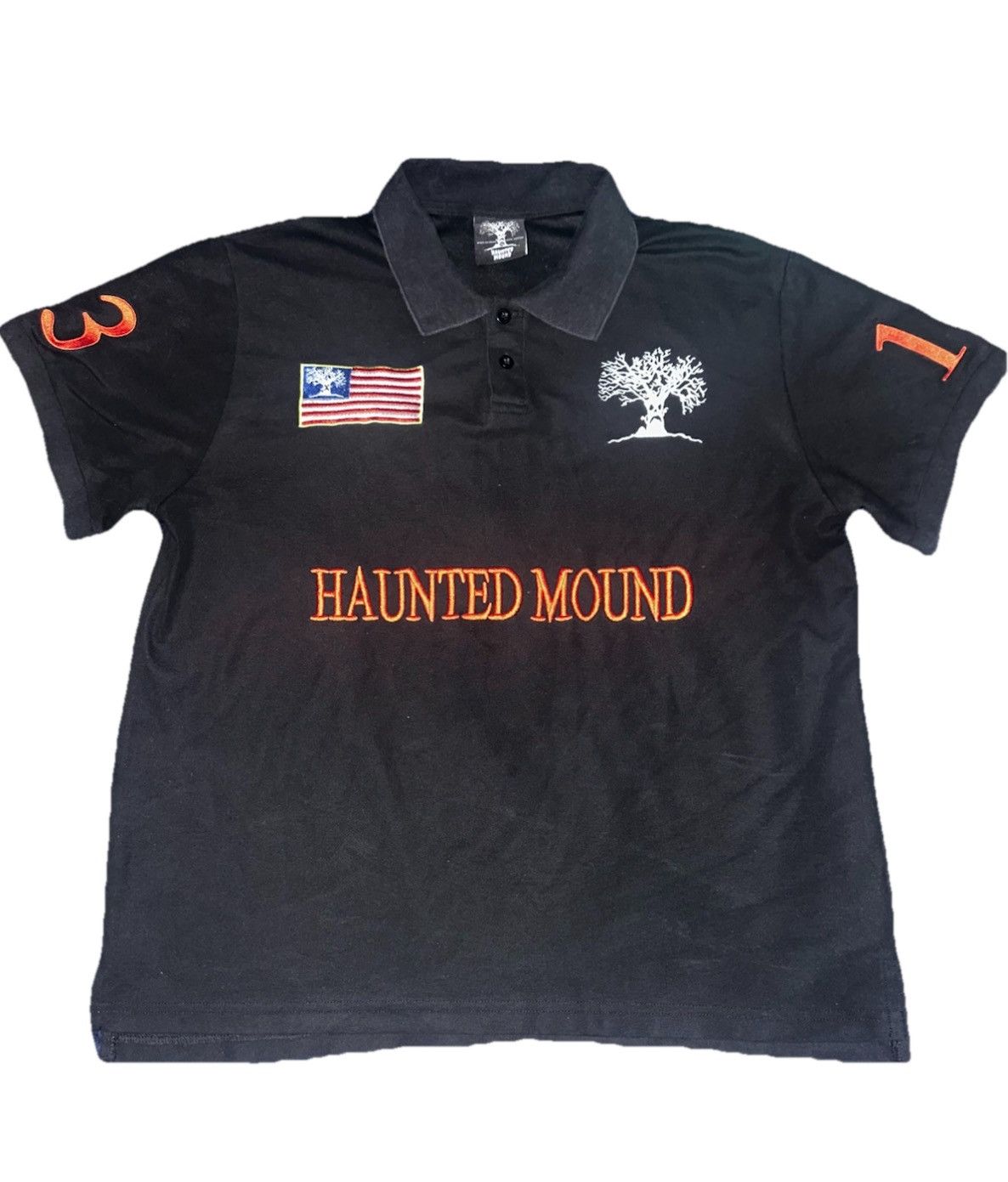 Lさん専用‼️HAUNTED MOUND ポロシャツ 黒 Haunted Mound BLACK N RED HAUNTED MOUND POLO | Grailed