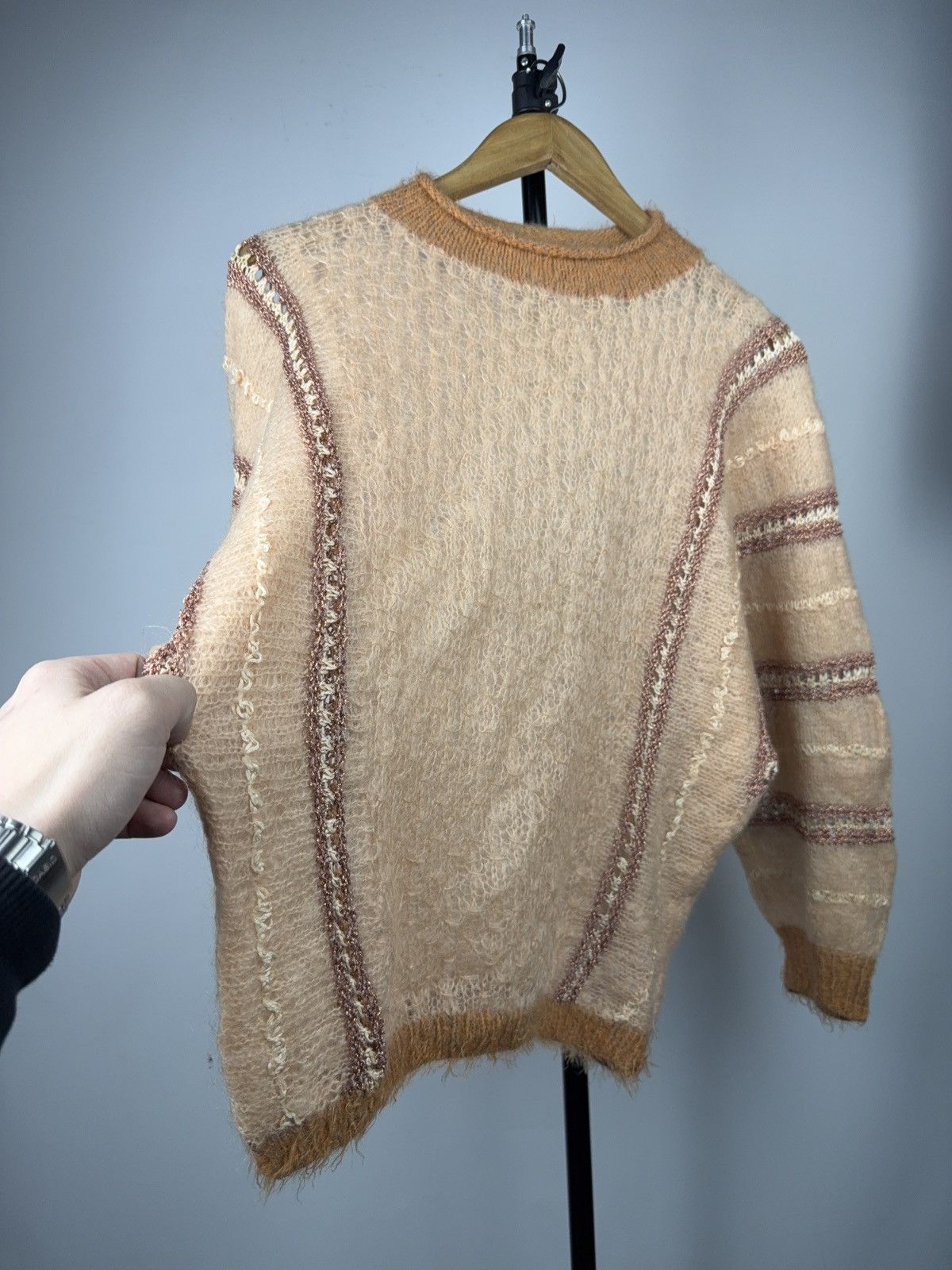 Japanese Brand Vintage Avant Garde Mohair Knit Sweater Sheer Panel Design Size M / US 6-8 / IT 42-44 - 4 Thumbnail