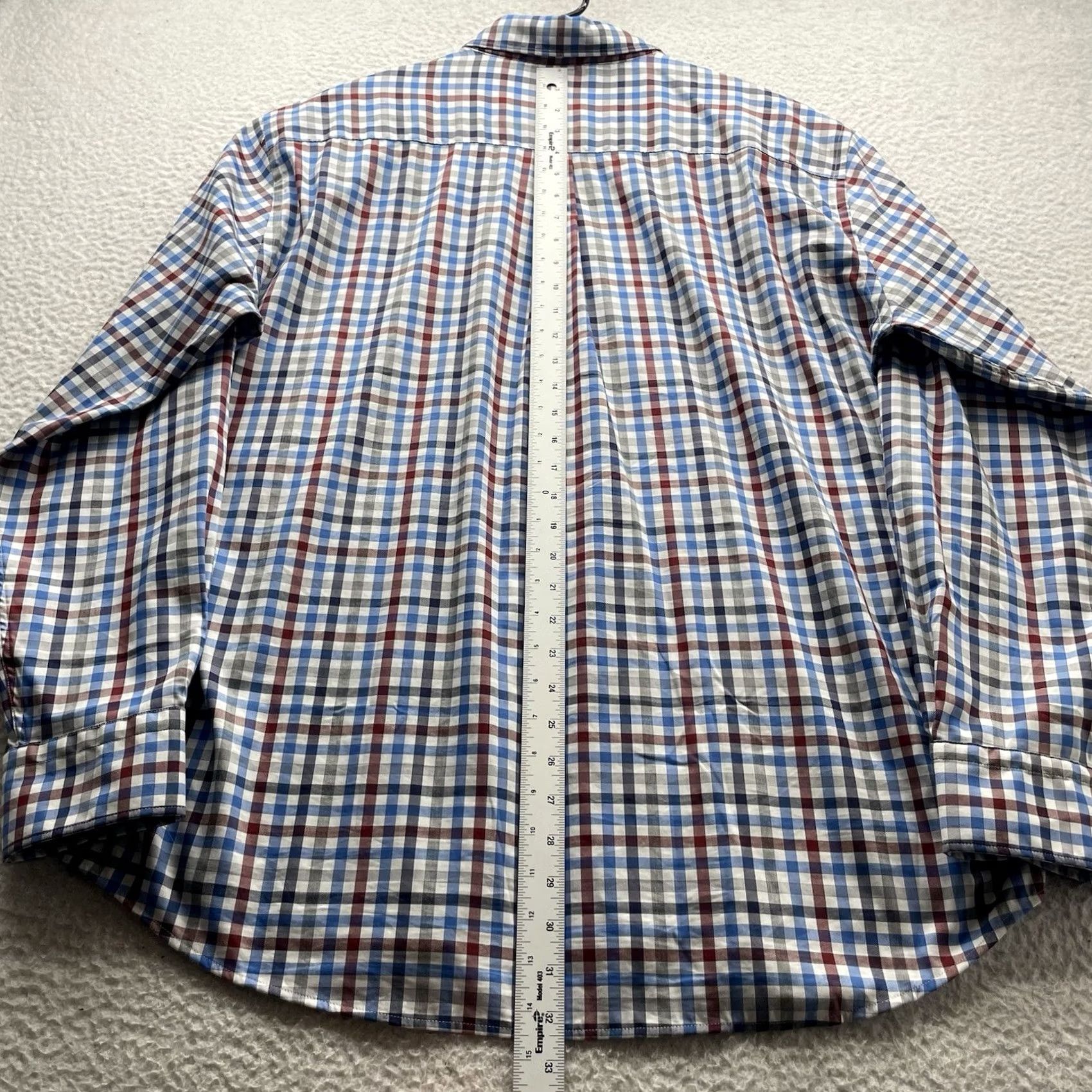 Peter Millar Peter Millar Shirt Mens XL Multicolor Plaid Button-Up Cotton Nylon Spandex Lyocell Regular Fit Long Sleeve Collared Tailored Office Casual Travel Size US XL / EU 56 / 4 - 6 Thumbnail