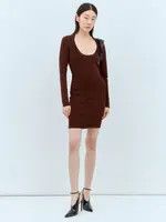 Saint Laurent Paris oc11z0226 782641 Décolleté Knit Dress in Brown Size XS / US 0-2 / IT 36-38 - 2 Thumbnail