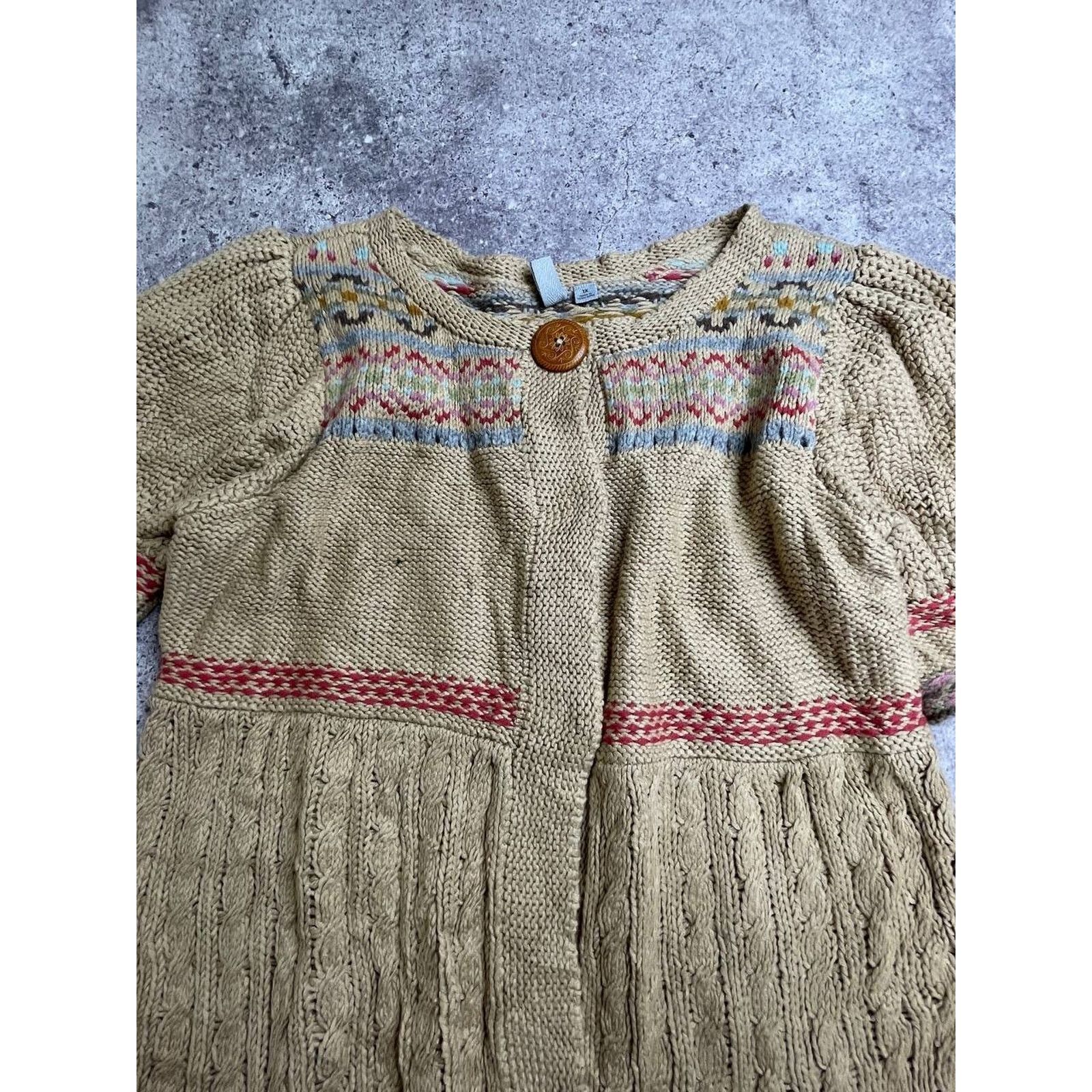 Vintage Vintage Caslon Boho Knit Short Sleeve Cardigan Beige Fair Size XL / US 12-14 / IT 48-50 - 2 Thumbnail