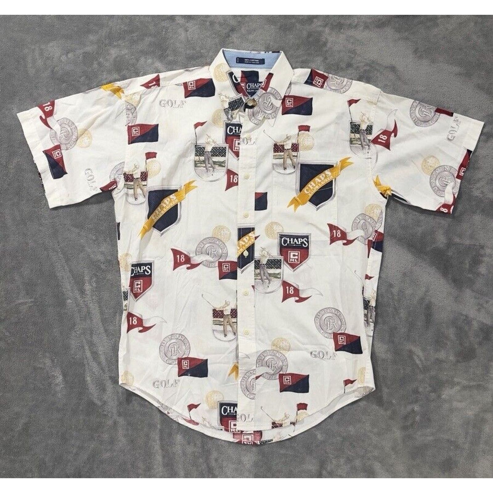 Ralph Lauren Vtg Chaps Ralph Lauren Mens M 80's Golf Print Button Down Size US M / EU 48-50 / 2 - 1 Thumbnail