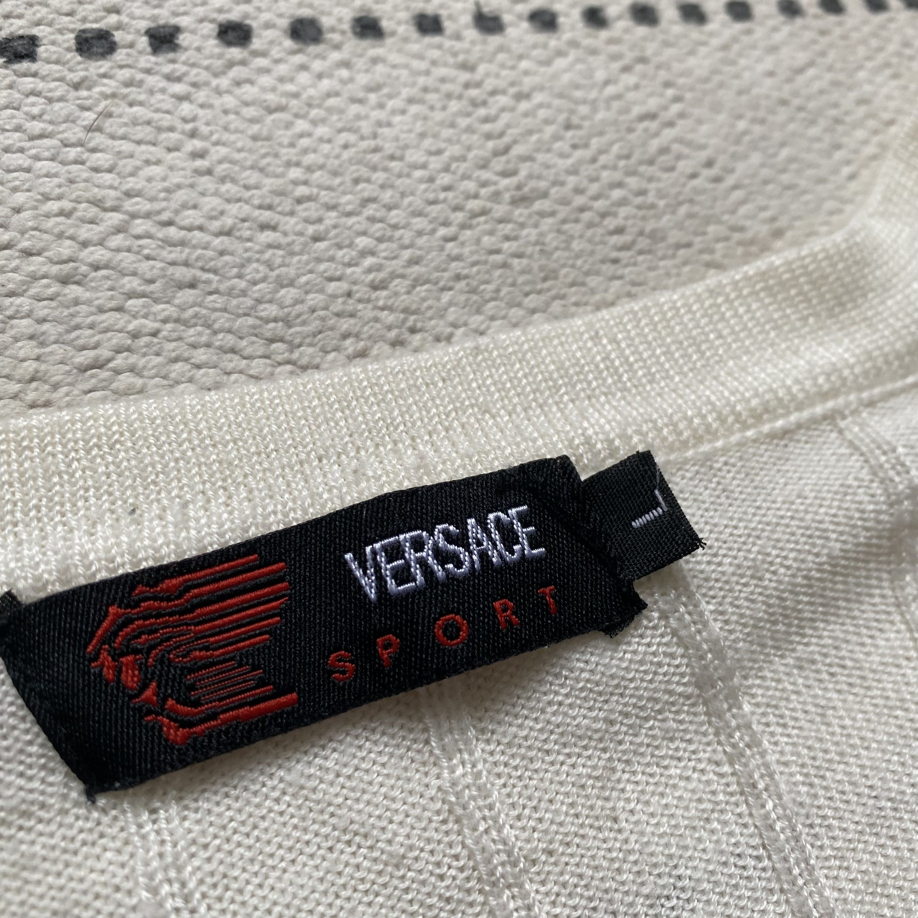 Versace Vintage 90s Versace Sport Ribbed Knit Sweater V-neck opium Size US L / EU 52-54 / 3 - 6 Thumbnail