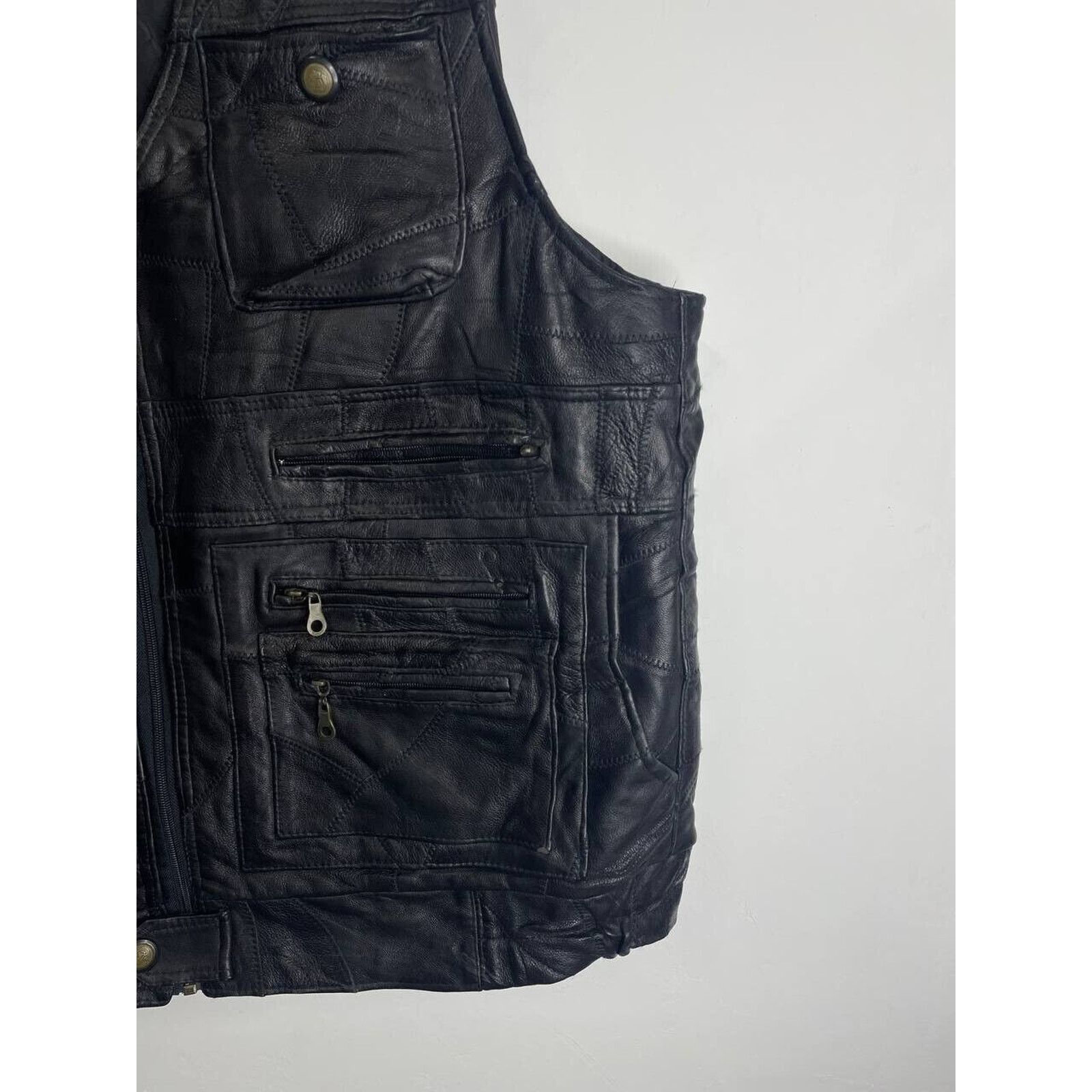 Vintage Vintage Black Leather Utility Vest with Multi Pockets Size L Size US L / EU 52-54 / 3 - 3 Thumbnail