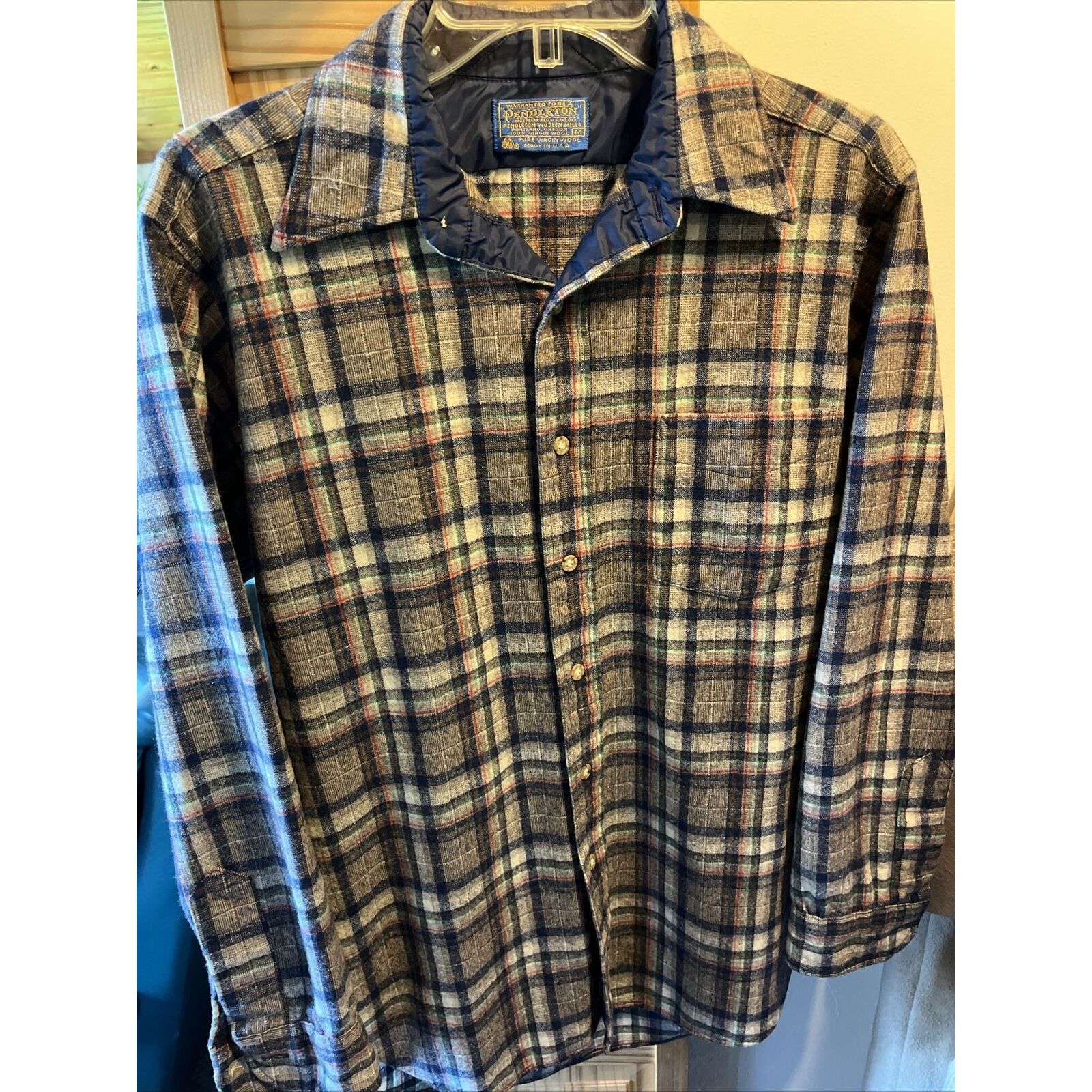Pendleton Pendleton Mens Medium Gray Plaid Wool Flannel Slim Fit Shirt Size US M / EU 48-50 / 2 - 11 Thumbnail