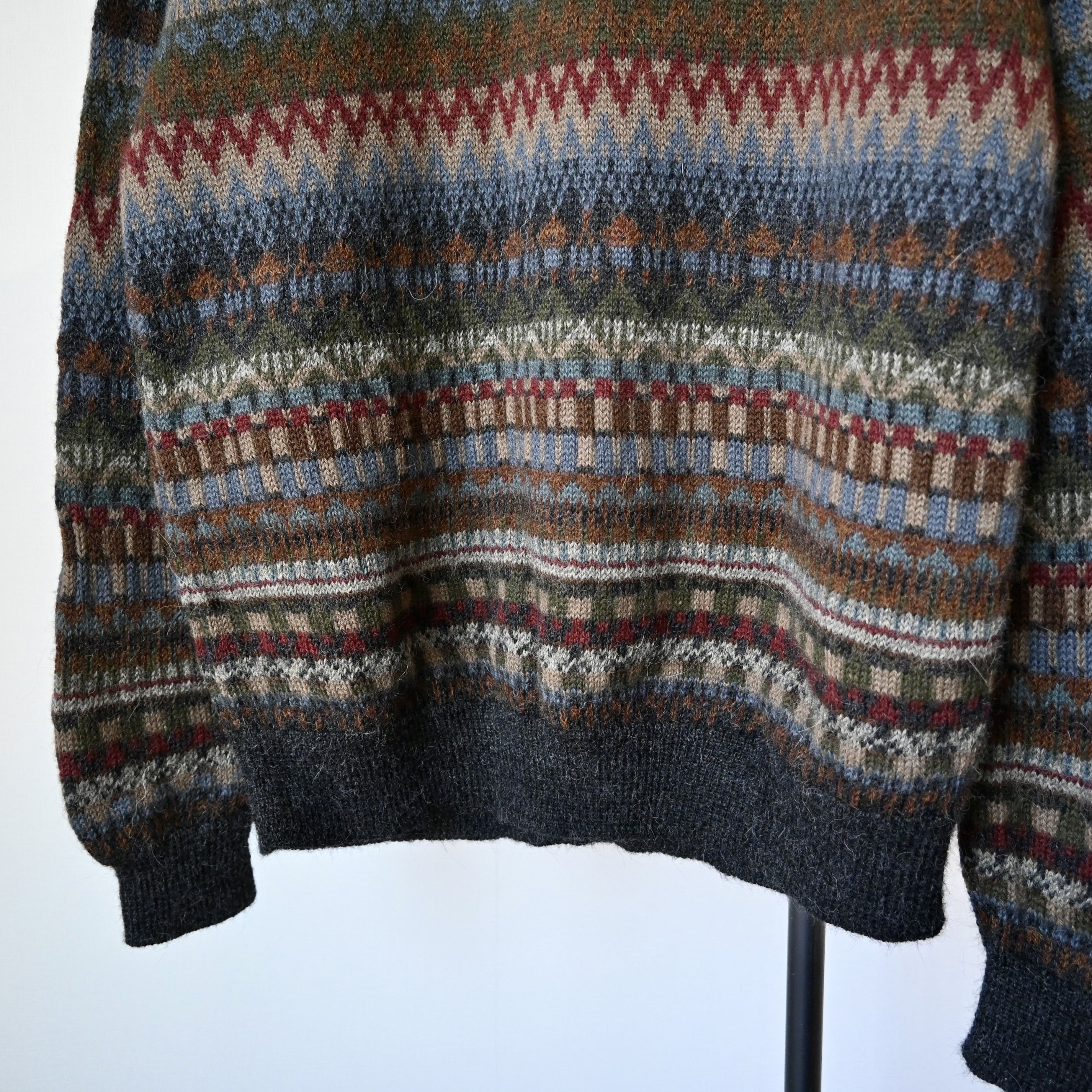 Vintage Vtg WALIKI 100% alpaca folklore striped sweater Size US L / EU 52-54 / 3 - 10 Thumbnail