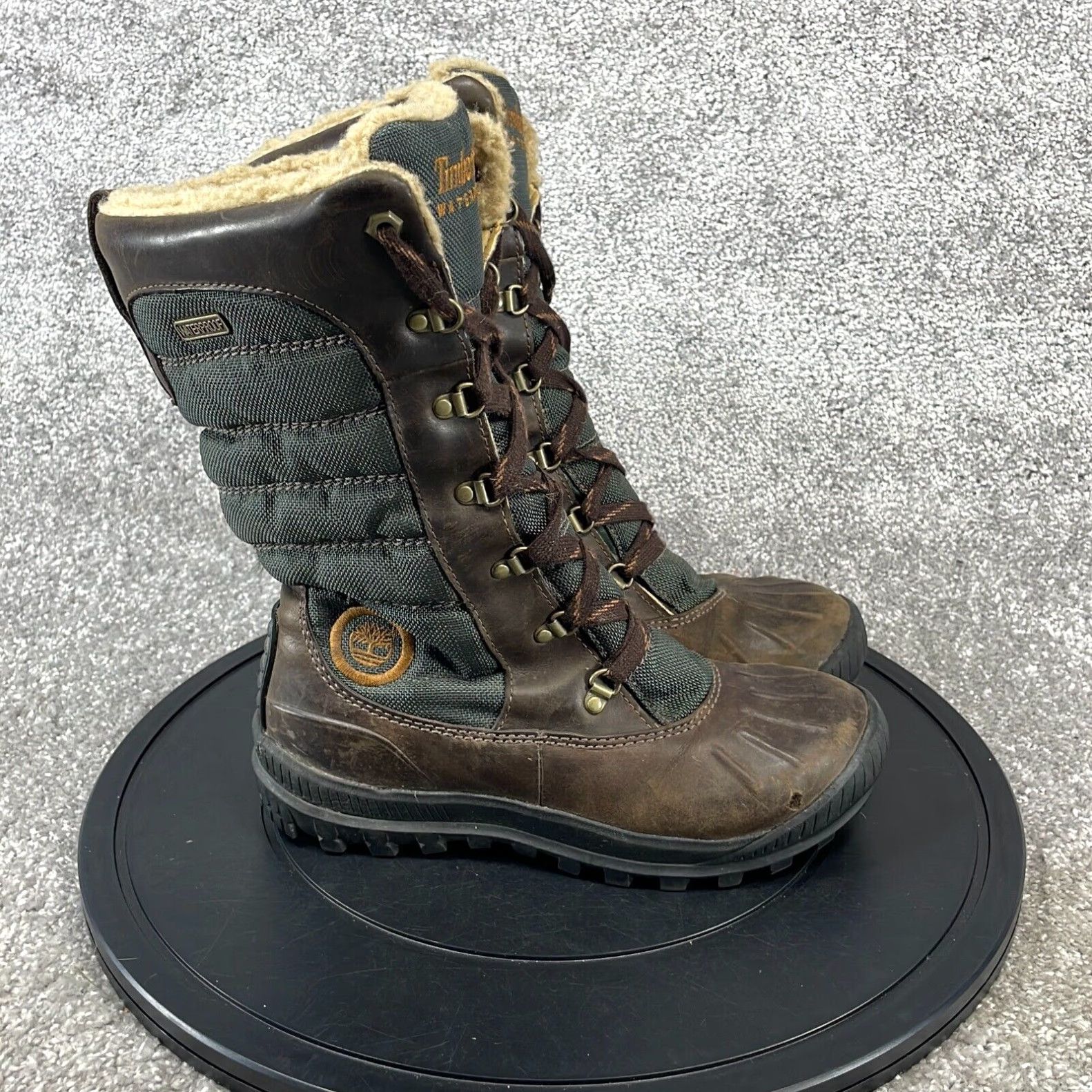 Timberland Women's Mid Calf Boots Winter Snow Brown Black Leather