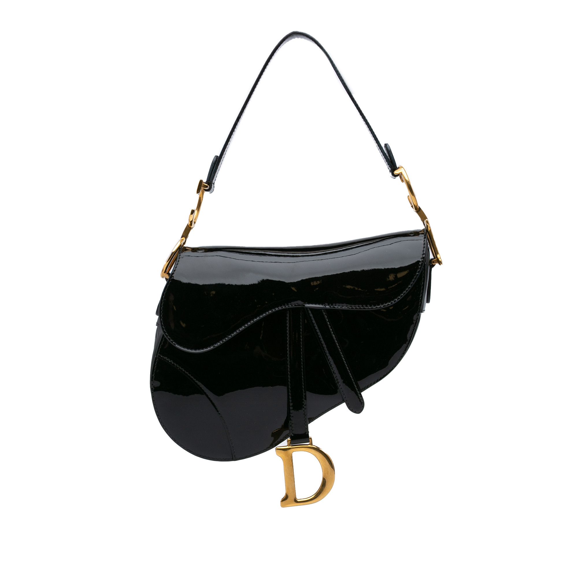 Dior Patent Saddle Bag in Black, Women's