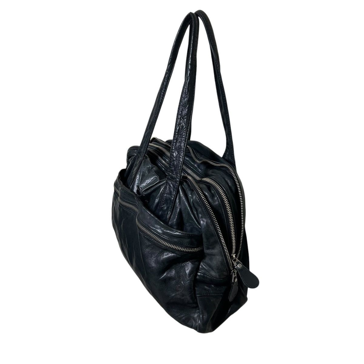 Designer × Vintage × Yohji Yamamoto Vintage Yohji Yamamoto black multi zip leather bag Size ONE SIZE - 4 Thumbnail