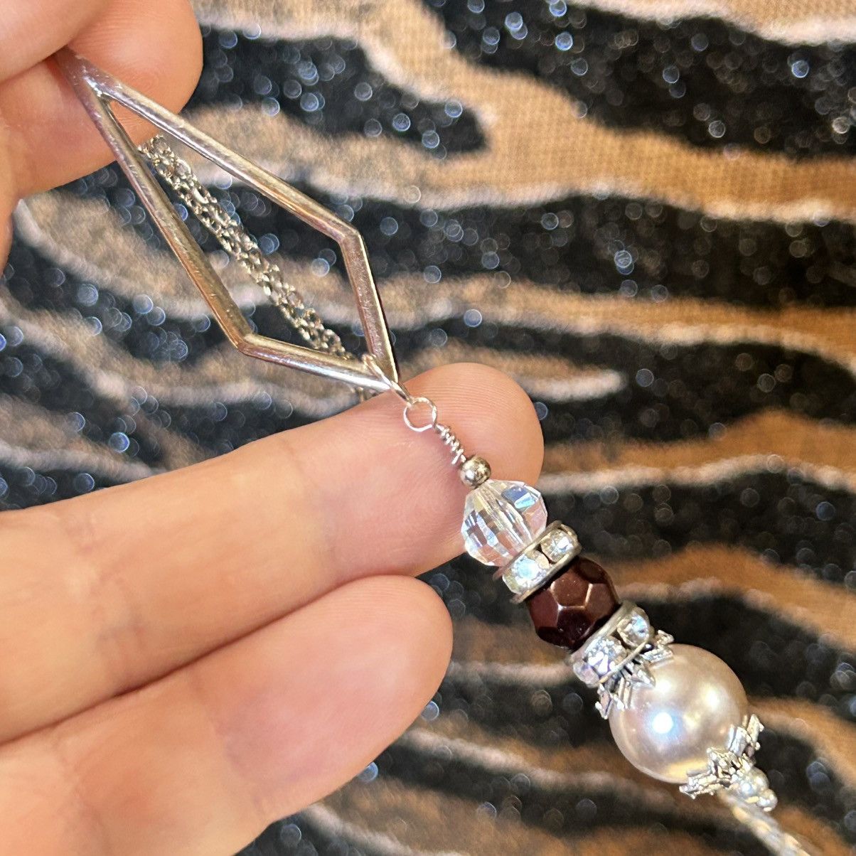 Handmade Handcrafted vintage bead drop pendant on chain necklace Size ONE SIZE - 5 Thumbnail