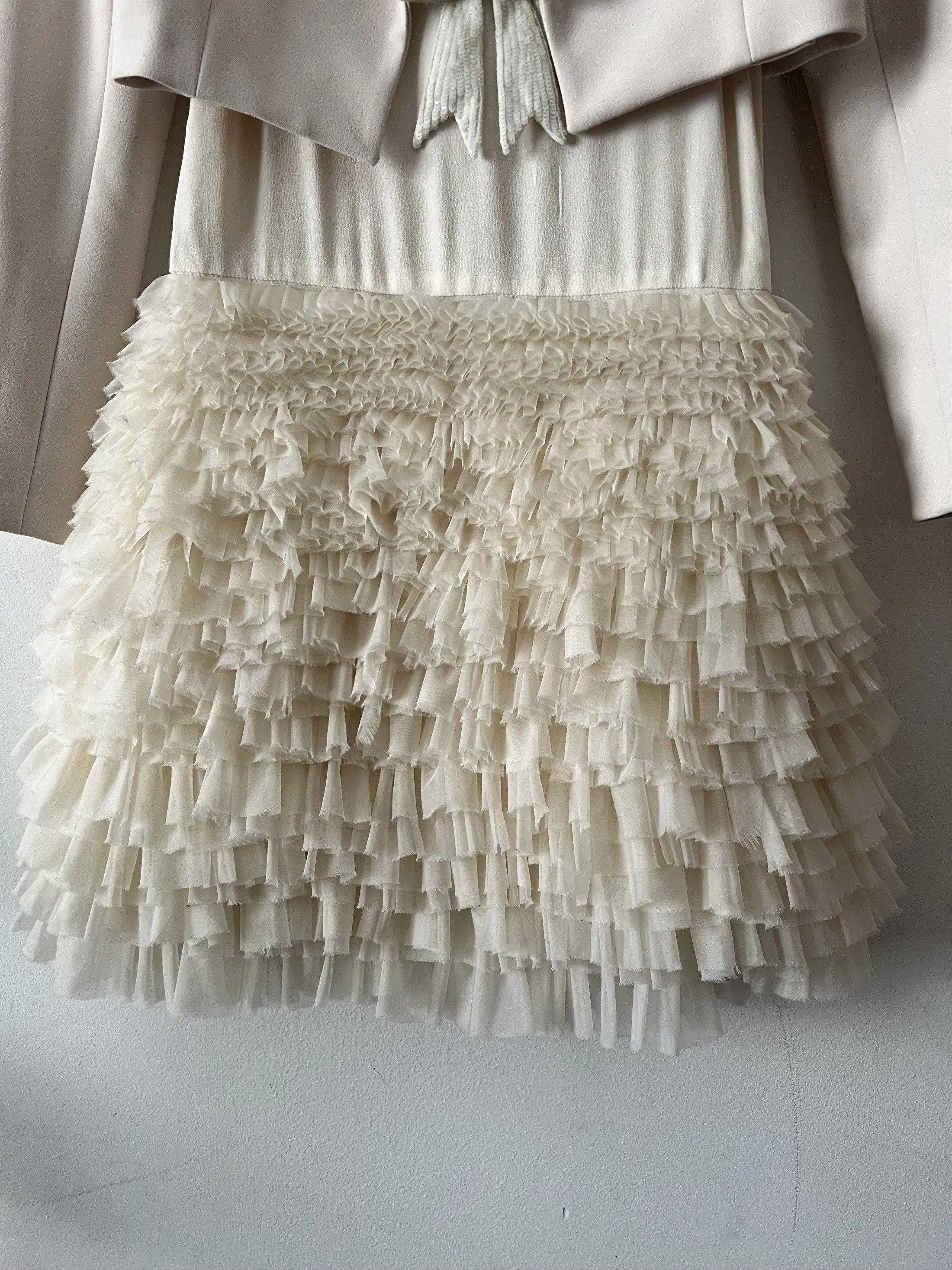 Elisabetta Franchi Tailleur Mini Dress With Gathered Tulle Skirt Size S / US 4 / IT 40 - 6 Thumbnail