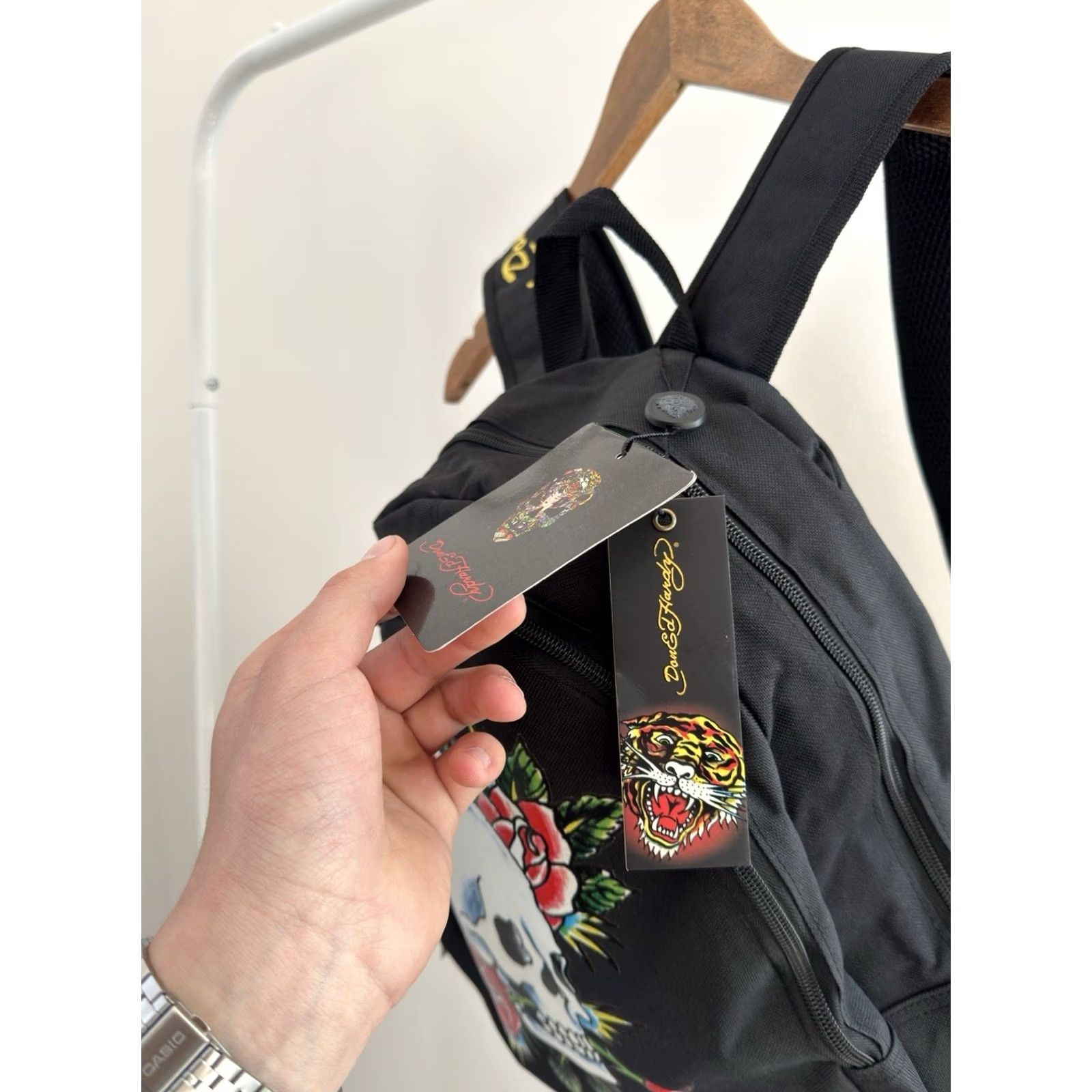 Ed Hardy VINTAGE Ed Hardy Backpack Y2K Big Logo Black Mens Medium Backpack 90s Retro Streetwear Skull Tattoo Designer Japan Style Avamt Garde Size ONE SIZE - 5 Thumbnail