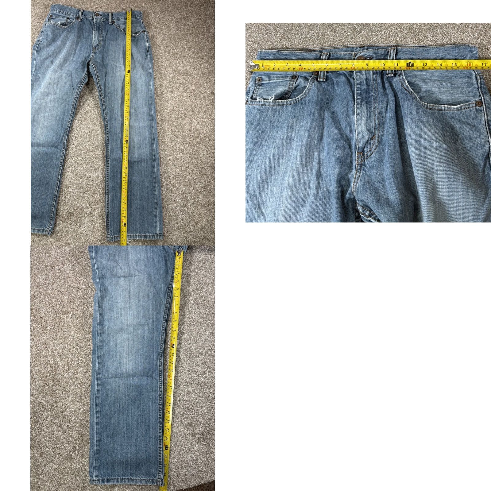 Levi's Levi's 559 Jeans Mens 33x30 Blue Straight Leg Relaxed Fit Medium Wash Distressed Size US 33 - 8 Thumbnail
