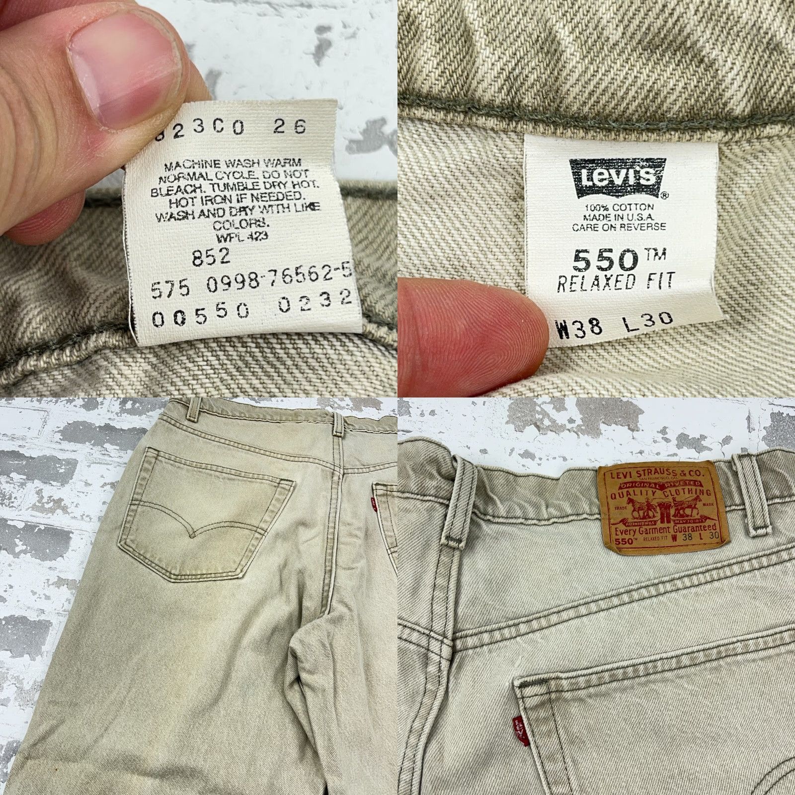 Levi's VINTAGE Levi's Jeans Men 38x30 550 Relaxed Fit Tan Blue 90s USA Denim Cotton 5-Pocket Mens Jeans Size US 38 / EU 54 - 9 Thumbnail