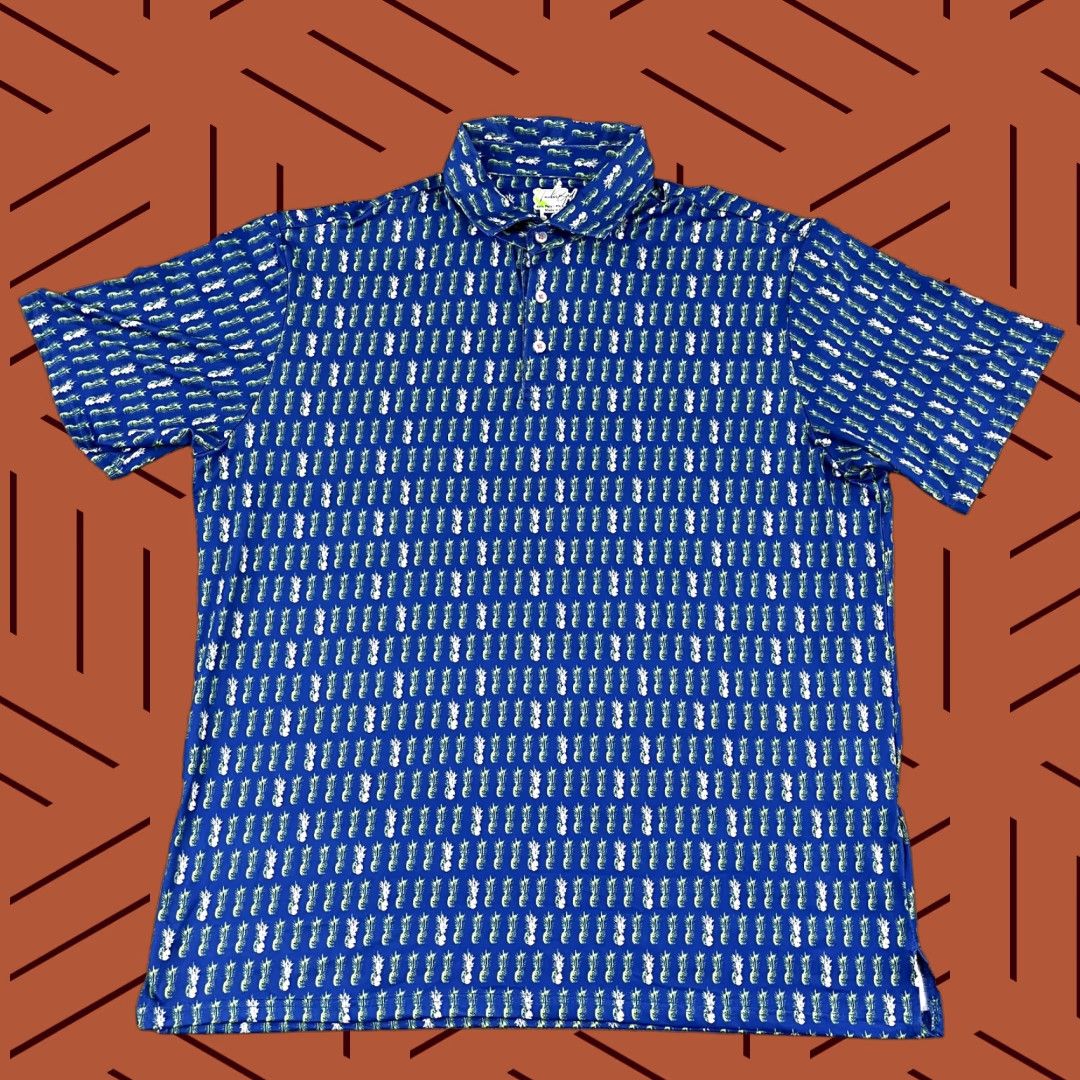 Tailorbyrd TAILORBYRD Polo Shirt Mens 2XL Blue Green Pineapple Golf Performance Sport Shirt Size US XXL / EU 58 / 5 - 1 Thumbnail