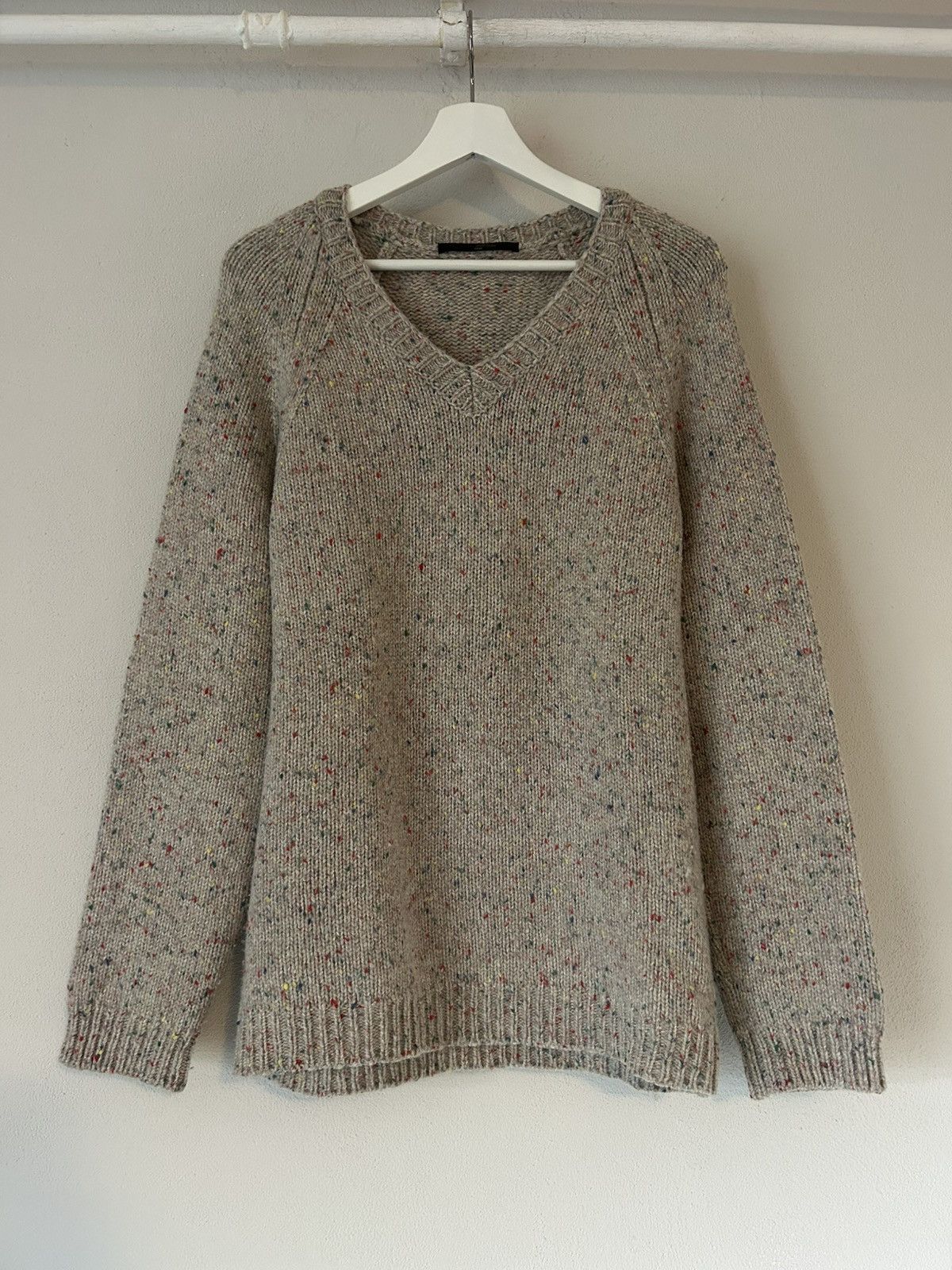 Louis Vuitton Multicolor Speckled Wool V-Neck Sweater Size US M / EU 48-50 / 2 - 1 Thumbnail