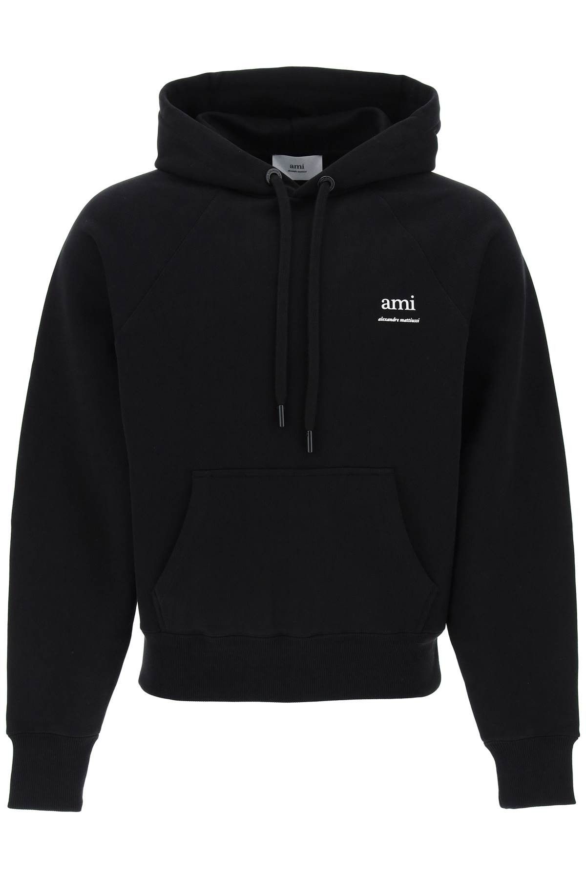 image of Ami Alexandre Matiussi Organic Cotton Hoodie With Hood in Noir, Women's (Size Medium)