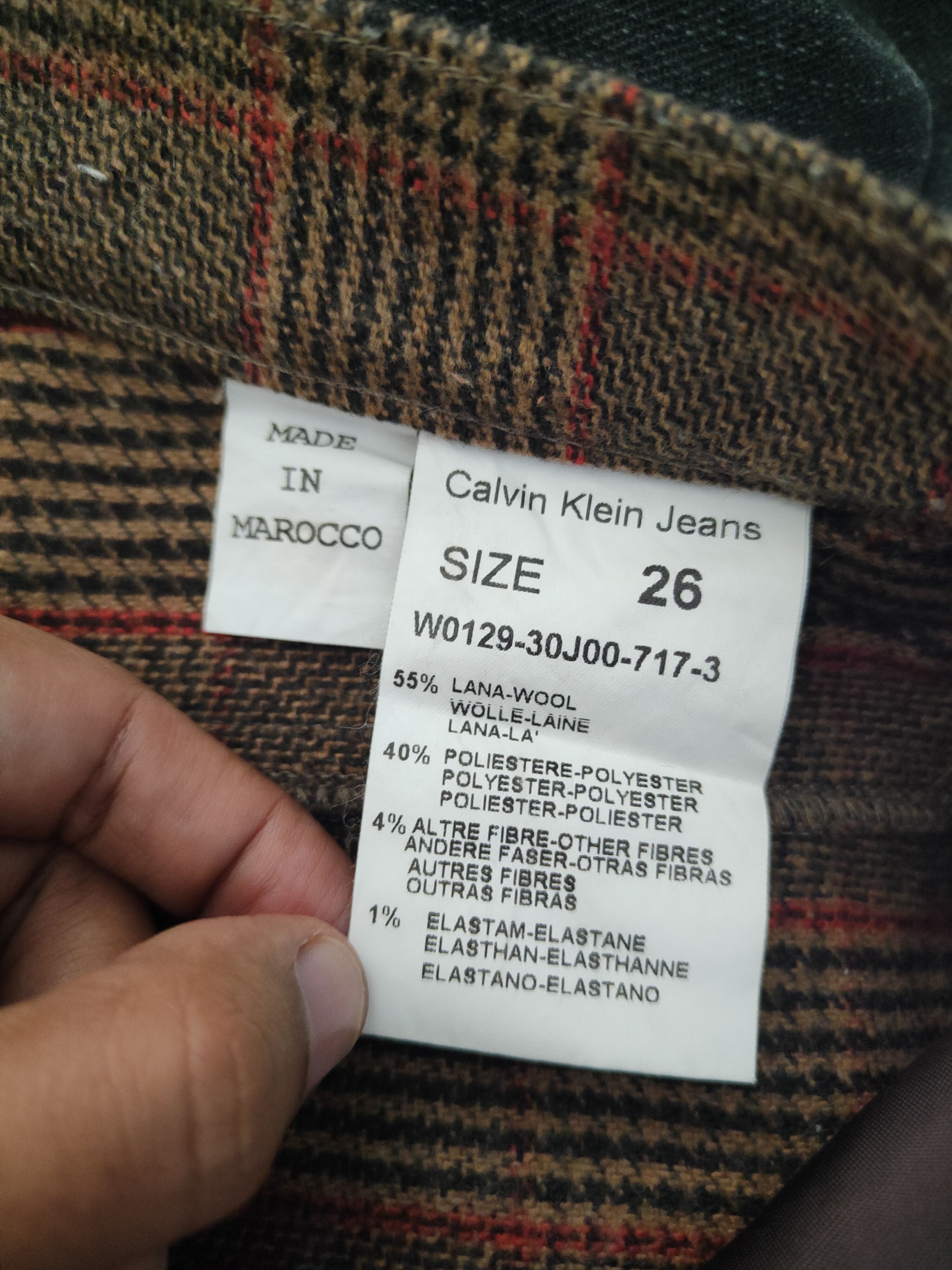 Calvin Klein DL Calvin Klein Brown checkered Wool Casual Pants #701 Size US 27 - 13 Thumbnail