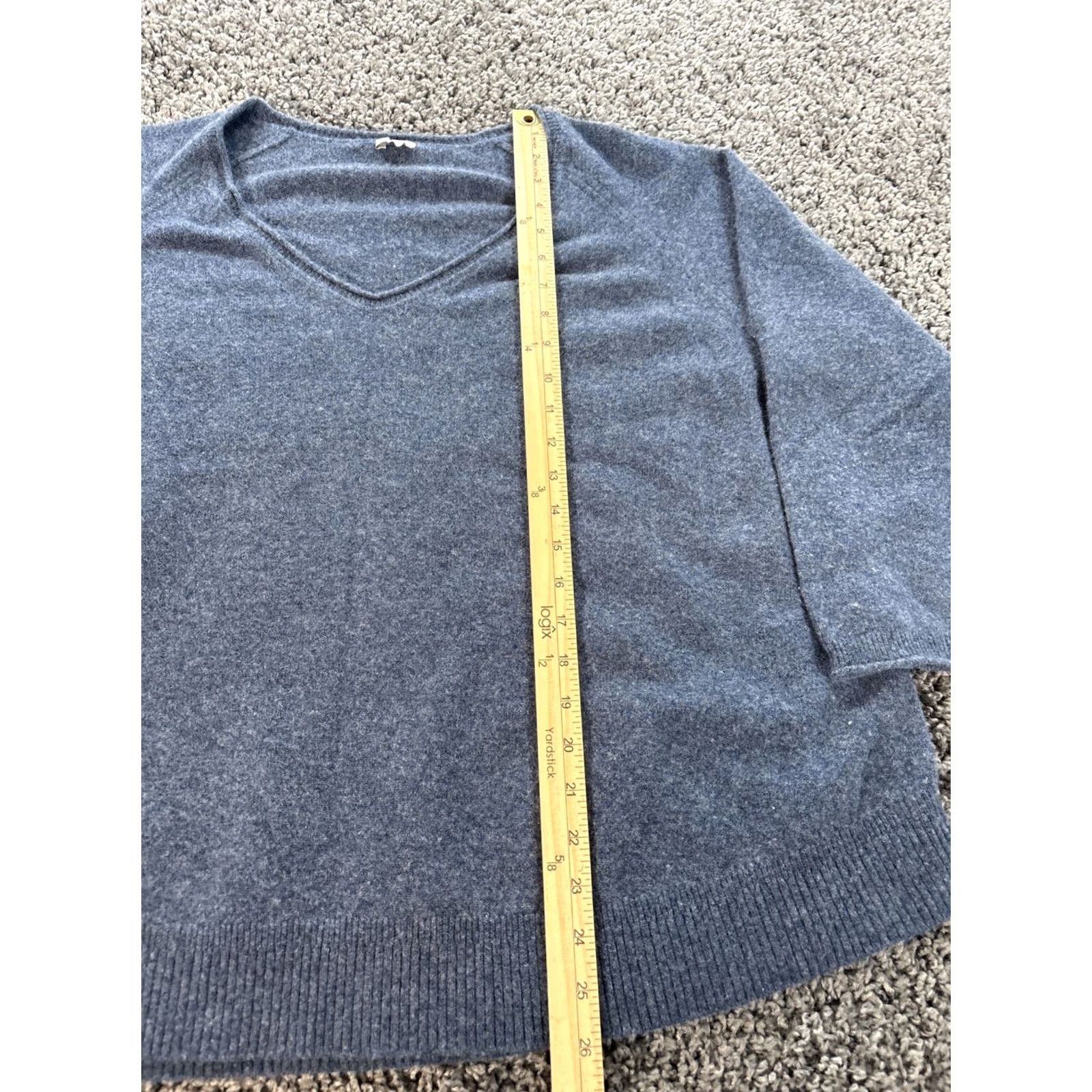 Vintage POETRY Sweater Dolman Sleeve V-Neck 3/4 Sleeve Blue 100% Cashmere Pullover Womens 16 Medium Regular Knit Soft Boxy Pullover Size XXL / US 16-18 / IT 52-54 - 2 Thumbnail