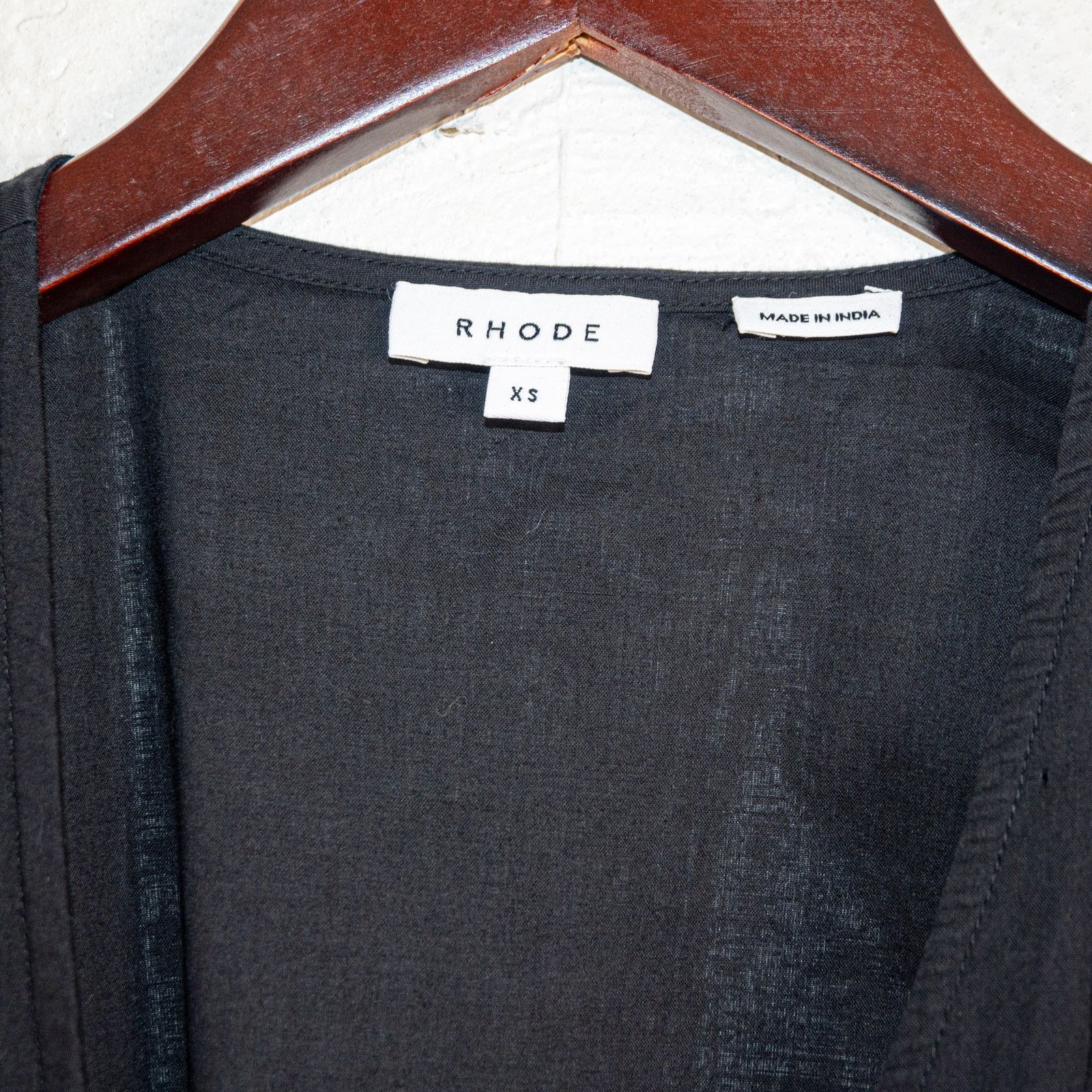 RHODE RHODE $375 Claudine Wrap Dress Puff Sleeves mini Black XS Size XS / US 0-2 / IT 36-38 - 3 Thumbnail