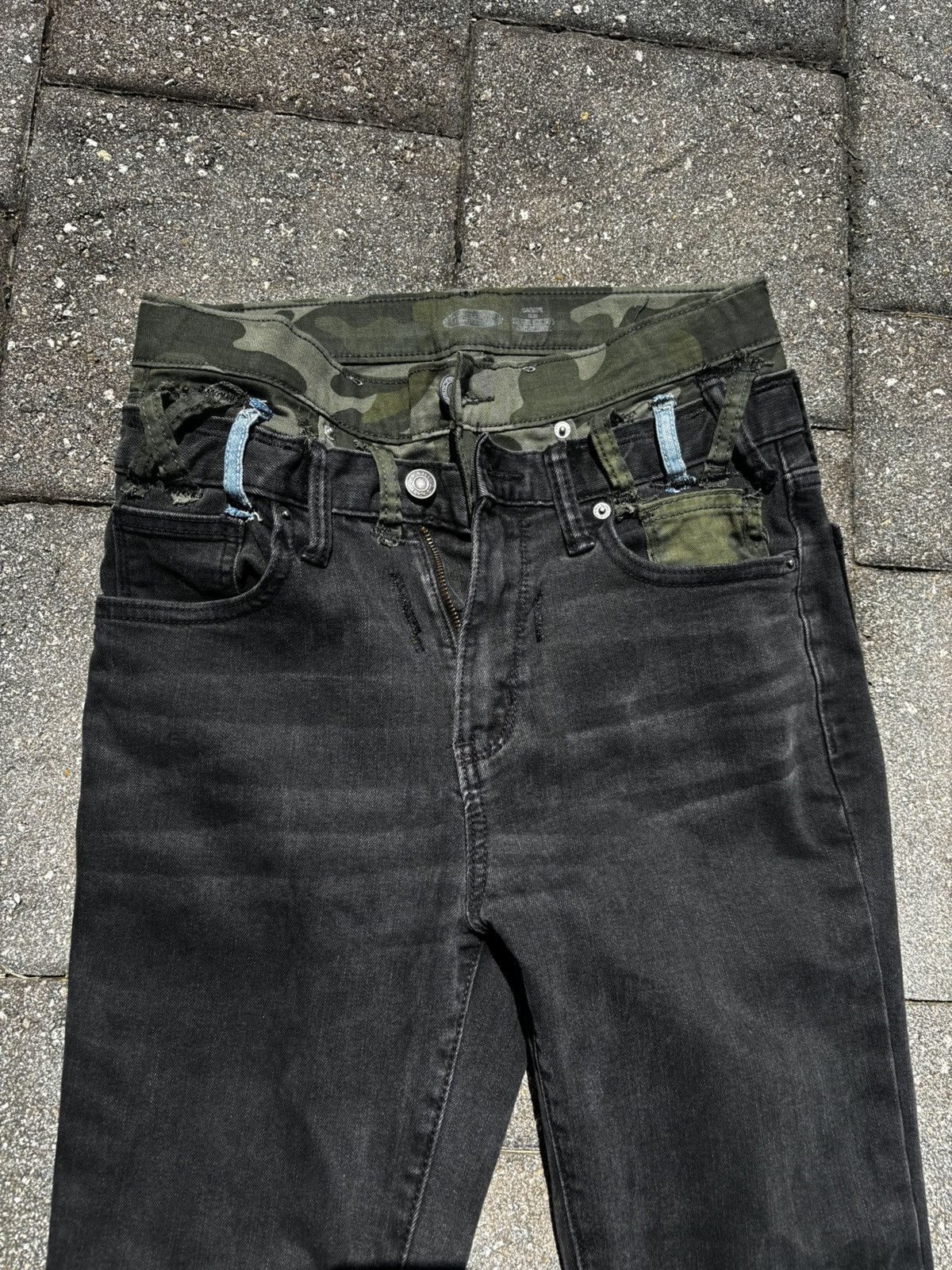 Vintage black camo flared double waist denim 1o1.. Size US 29 - 3 Thumbnail