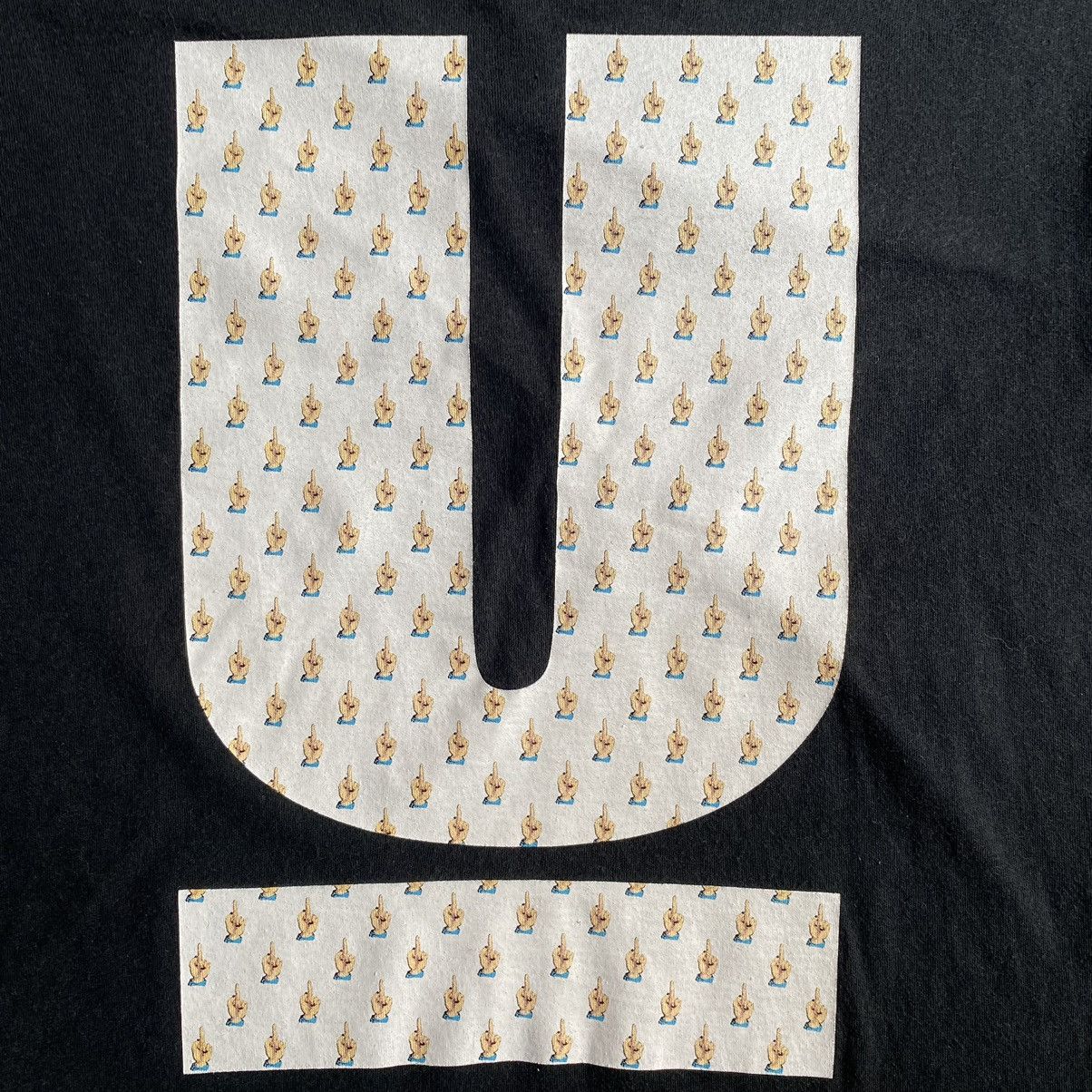 image of Undercover Middle Finger U Logo T Shirt in Black, Men's (Size Small)