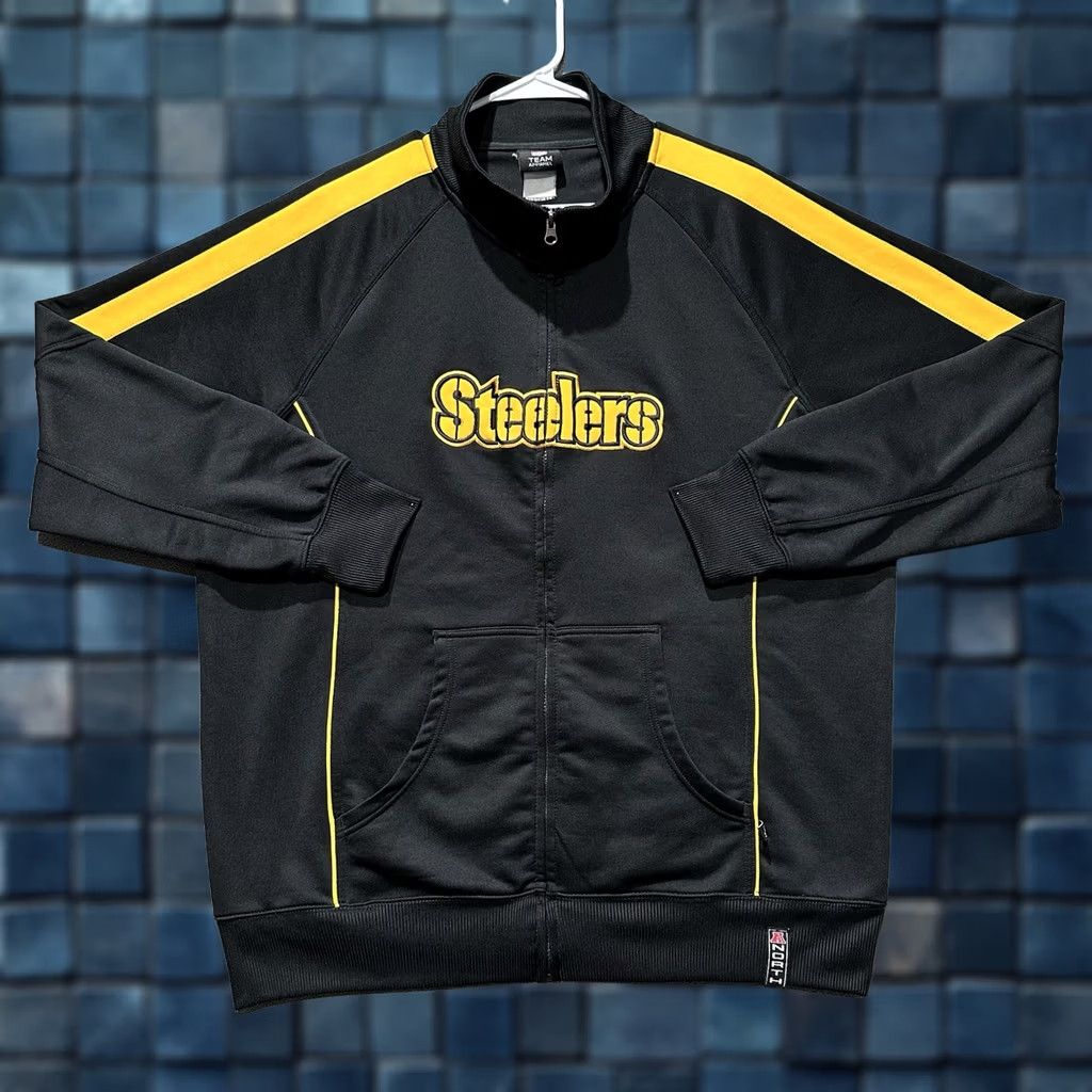 NFL NFL Pittsburgh Steelers Track Jacket Men 2XL Black Yellow Full Zip Spellout Logo Size US XXL / EU 58 / 5 - 1 Thumbnail