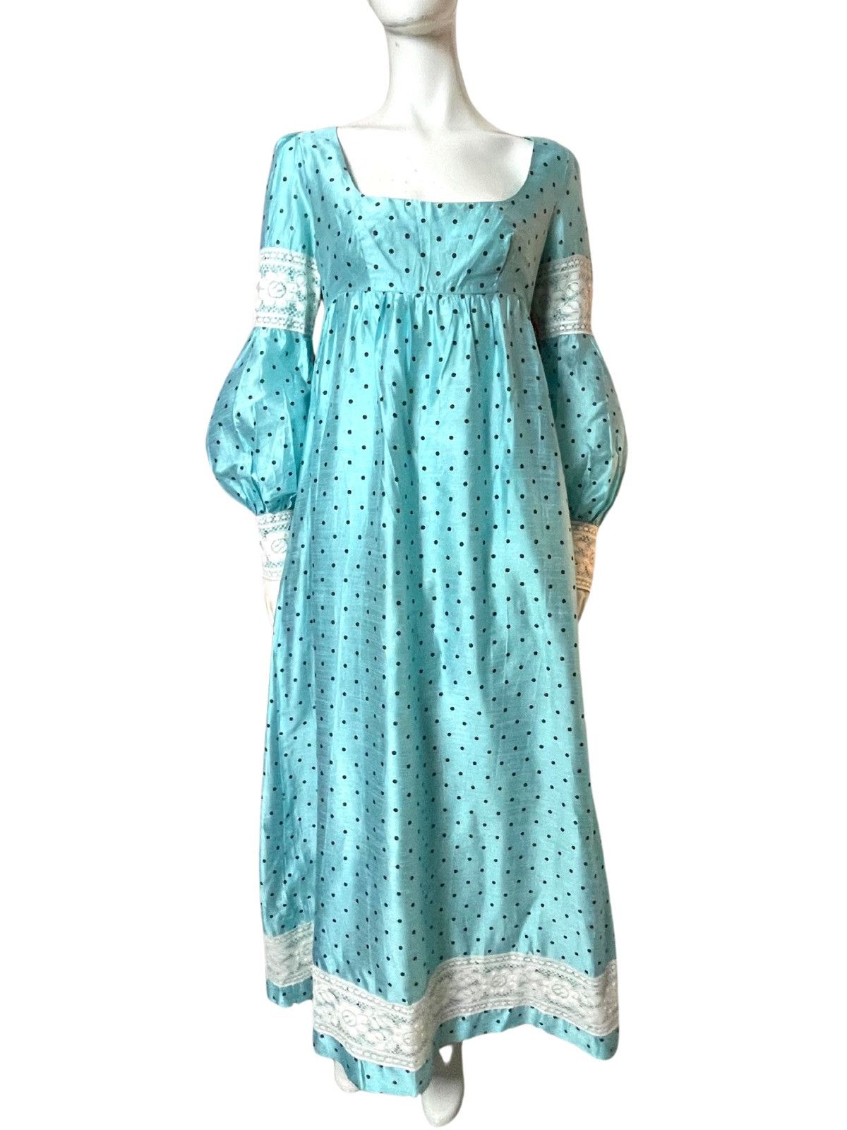 Image of Jean Varon London Vintage 1970S Empire Bust Maxi Dress in Blue, Women's (Size XS)