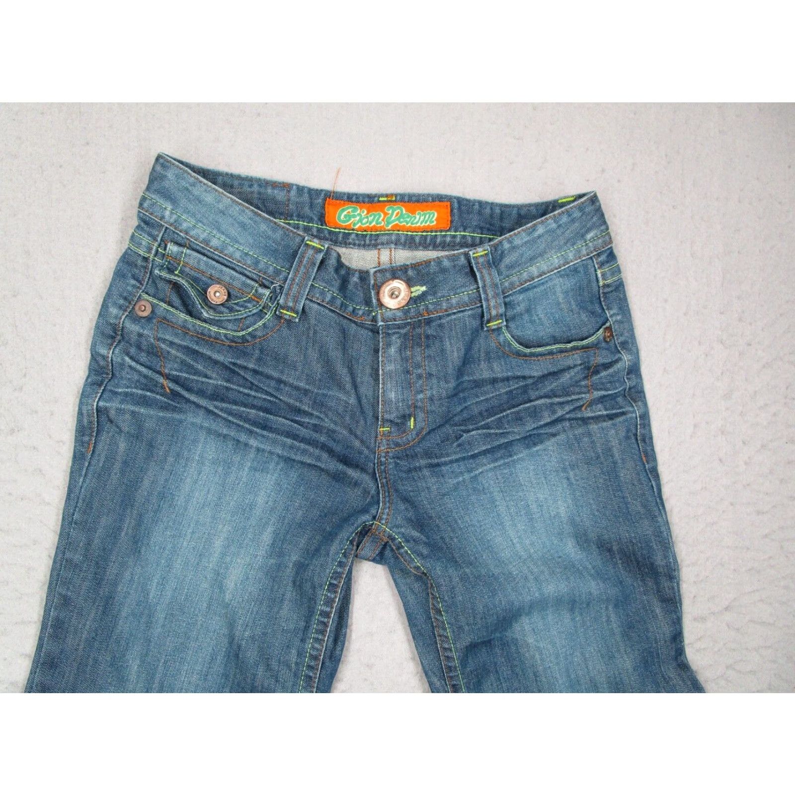 Vintage G Jon Womens 29 Blue Flare Denim Jeans Low Rise Vintage Retro Size 29" - 2 Thumbnail