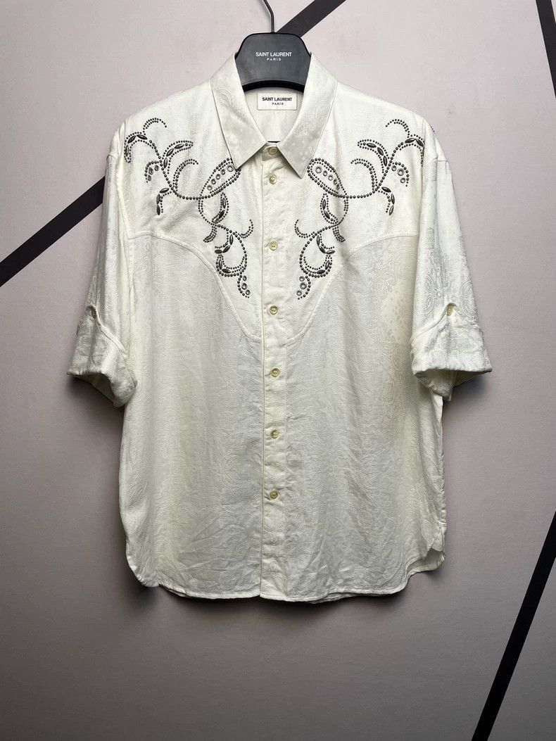 Saint Laurent Paris Saint Laurent Paris Carved embroidery shirt short sleeved-2 Size US M / EU 48-50 / 2 - 1 Thumbnail