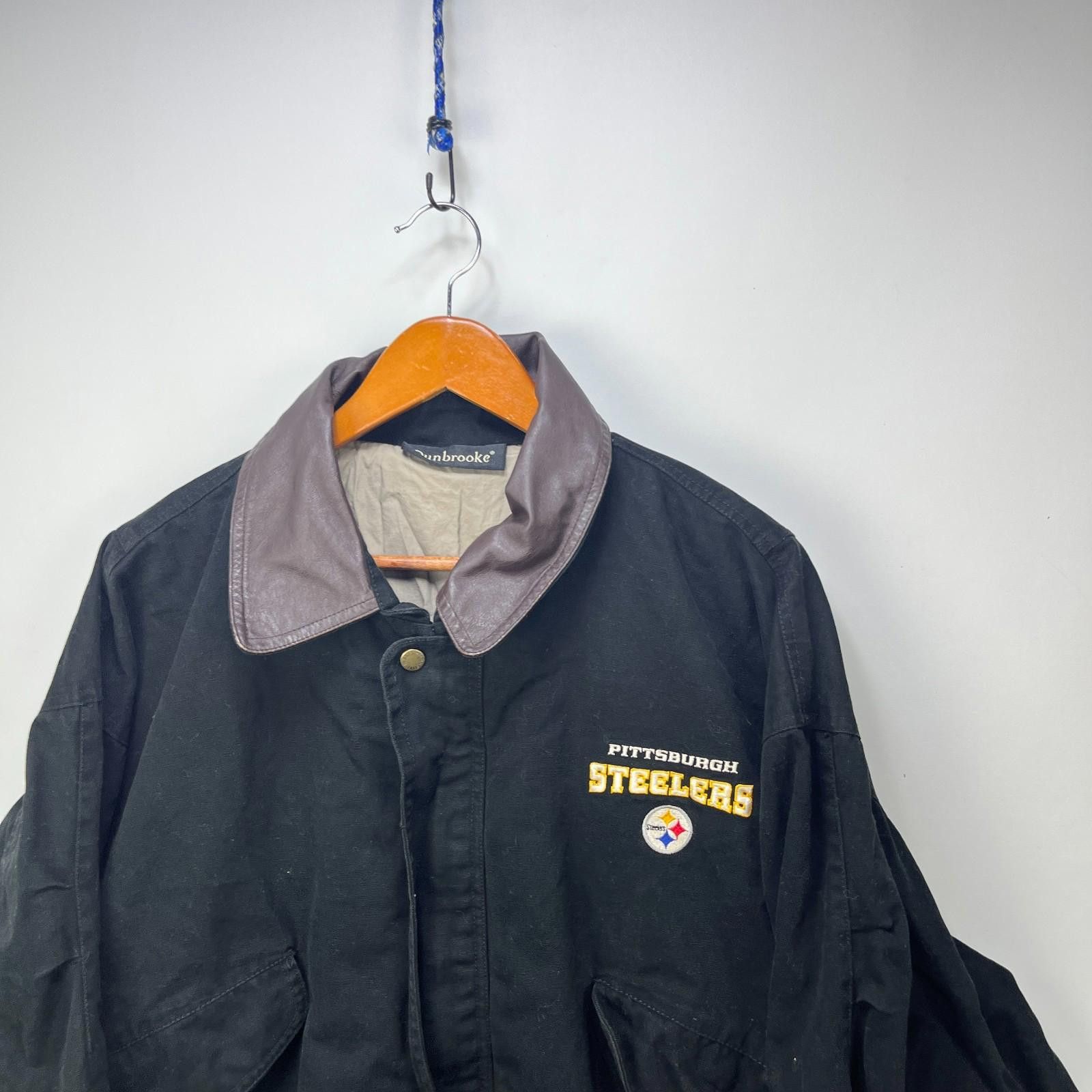 Designer Vintage 90s Pittsburgh Steelers Dunbrooke Collar Jacket XL Size ONE SIZE - 2 Thumbnail