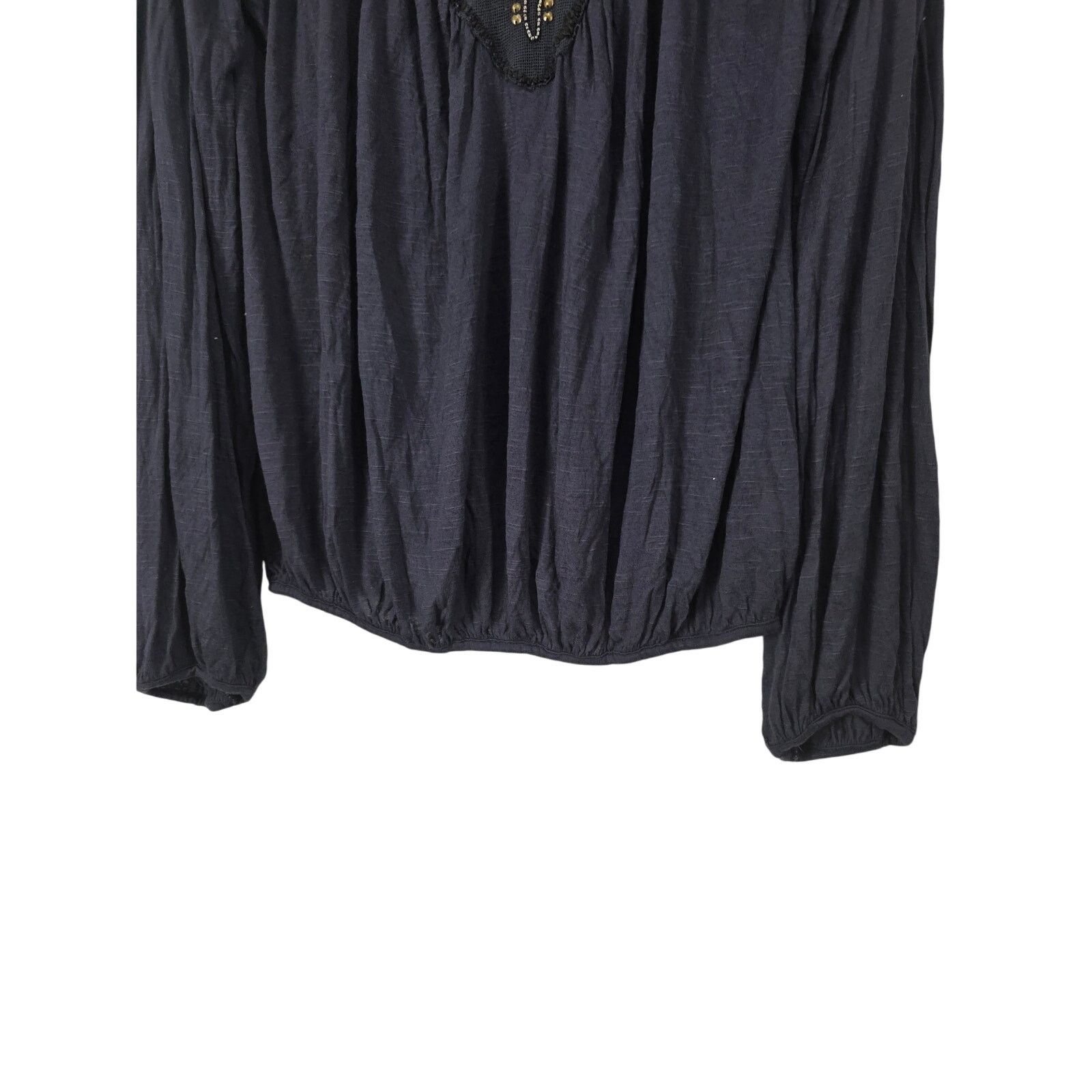Free People Free People Beaded Boho Long Sleeve Top M Womens Boat Neck Size M / US 6-8 / IT 42-44 - 4 Thumbnail