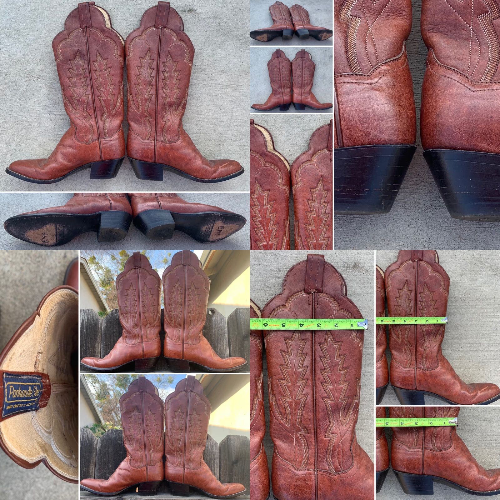 Vintage VINTAGE Panhandle Slim Cowboy Boots Boots Cowgirl Western Hand Crafted 5 1/2 B Brown Leather Mens Ladies? Size US 6 / IT 36 - 8 Thumbnail