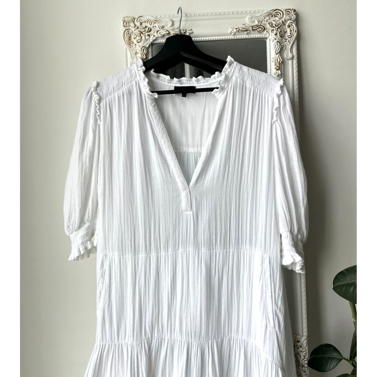 ME+EM ME+EM White Dress Knee Length V-Neck Wool? (No Wool) — Wrong. Size L / US 10 / IT 46 - 2 Thumbnail