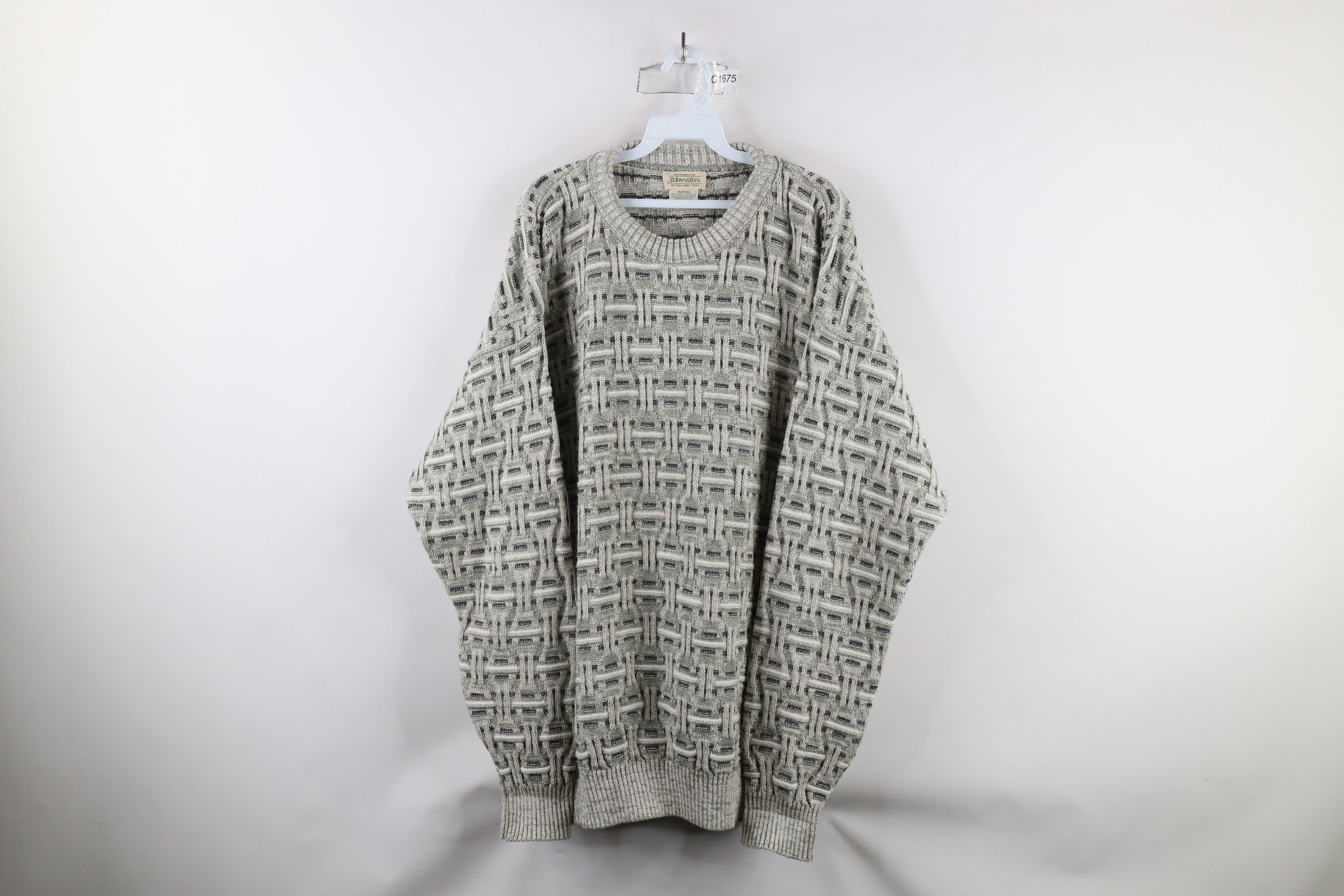 Vintage Vintage 90s Streetwear Cross Weave Knit Crewneck Dad Sweater Size US XL / EU 56 / 4 - 1 Thumbnail